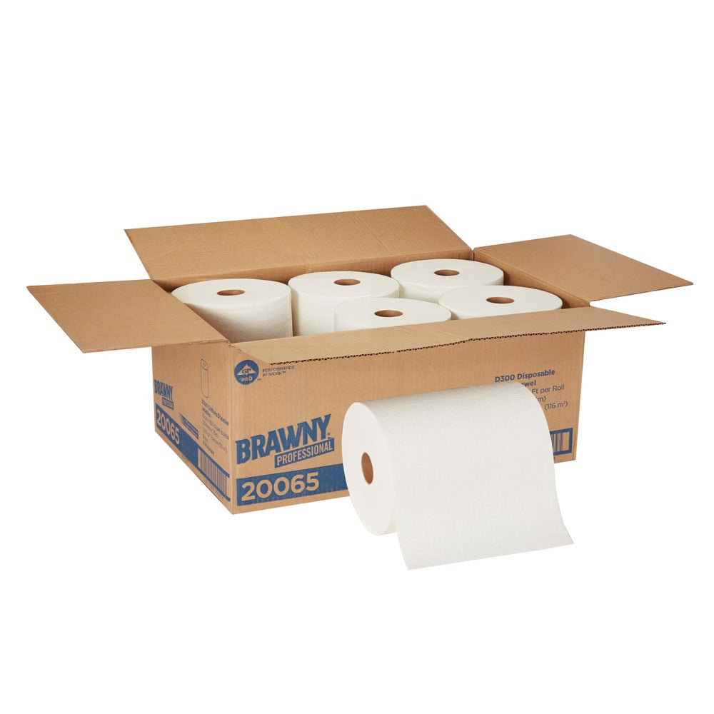 מילוי מגבות חד פעמיות BRAWNY® PROFESSIONAL D400 למתקן 59465 של GP PRO (ג'ורג'יה פסיפיק), לבן, (6 גלילים של 76.20 מטרים סהכ 457.20 מטרים)