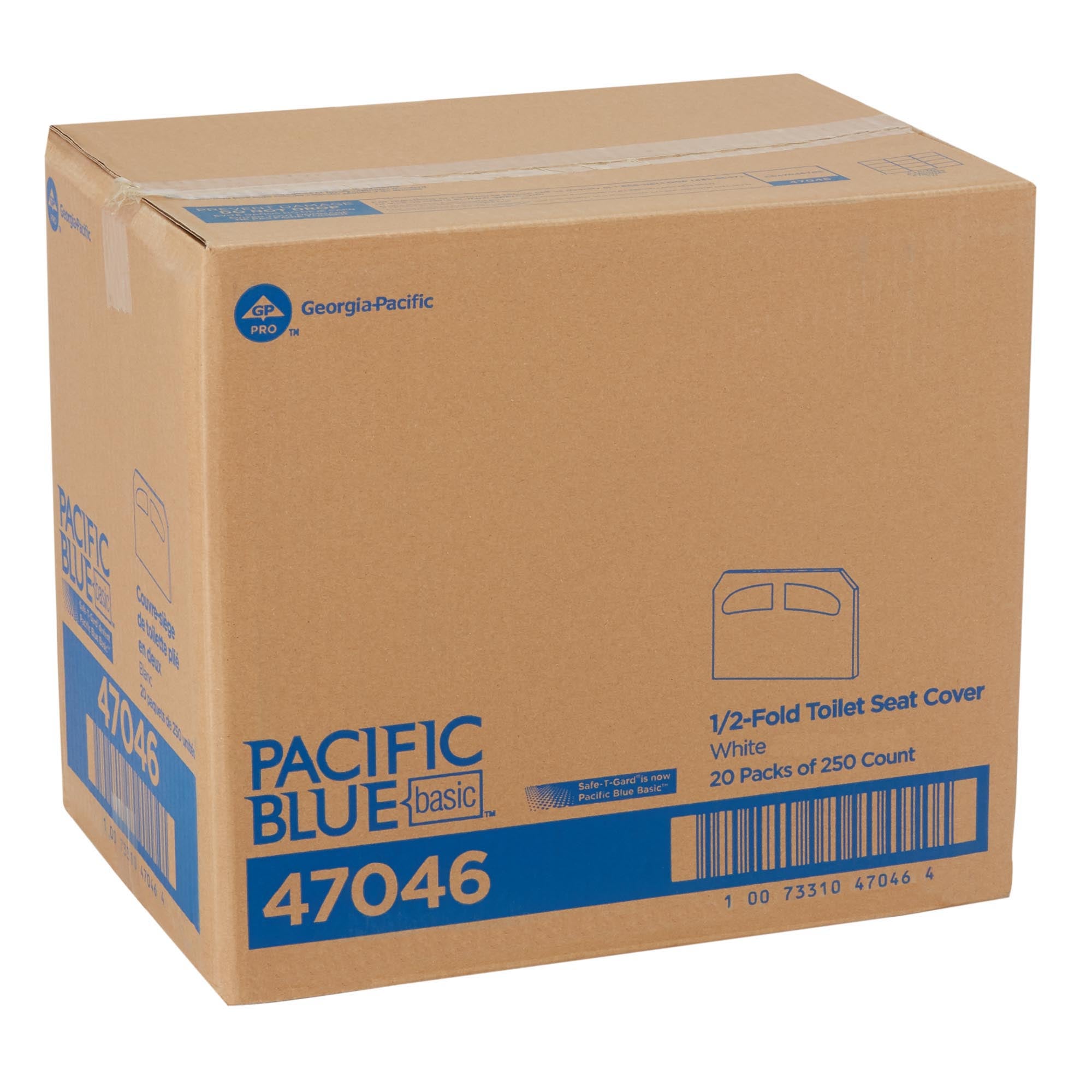 כיסוי מושב אסלה PACIFIC BLUE BASIC® מתקפל ל-1/2 מבית GP PRO (ג'ורג'יה פסיפיק), לבן, (20 חבילות של 250 גליונות סהכ 5000 כיסויי מושבים)