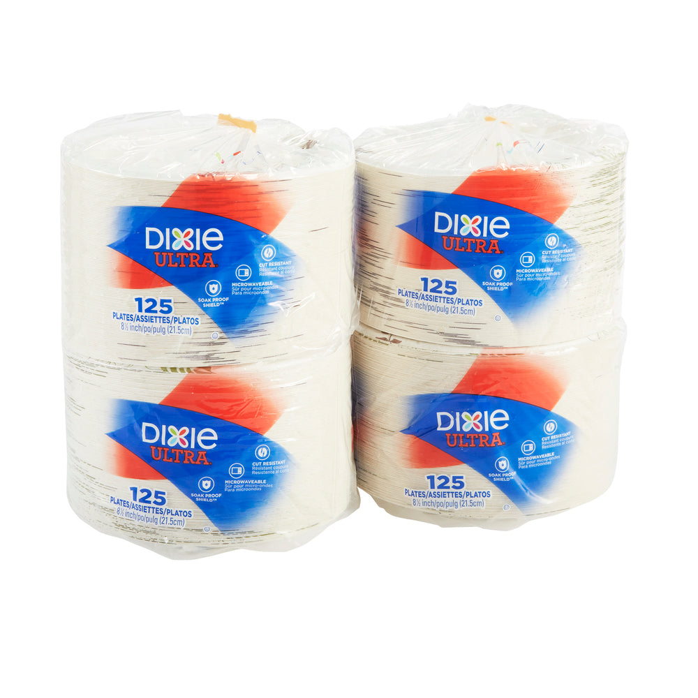 צלחות נייר עבות במיוחד (IN 8 1/2) מסדרת DIXIE ULTRA® מבית GP PRO (ג'ורג'יה-פסיפיק), איור עלים®, (4 חבילות של 125 צלחות סהכ 500 צלחות)