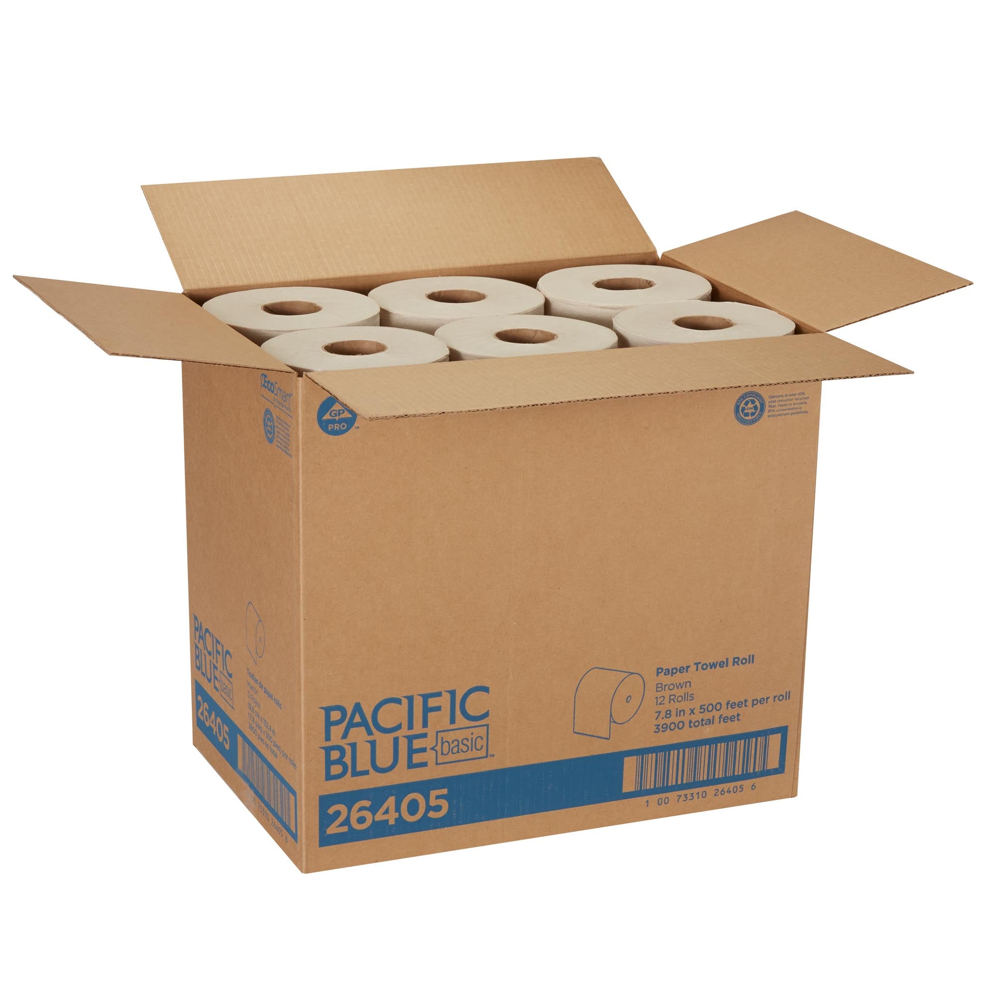 גליל מגבות נייר PACIFIC BLUE BASIC™ מבית GP PRO (ג'ורג'יה פסיפיק), חום, (12 גלילים של 152.40 מטרים סהכ 1,828.80 מטרים)