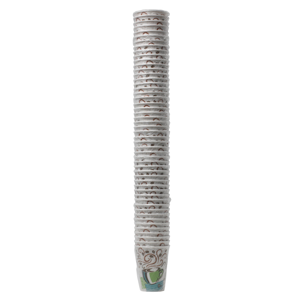 DIXIE® PERFECTOUCH® 8 OZ כוסות קפה חמות מנייר מבודדות עטופות בנפרד, מתאימות למכסים קטנים, ערפל קפה, 1,000 כוסות/מארז
