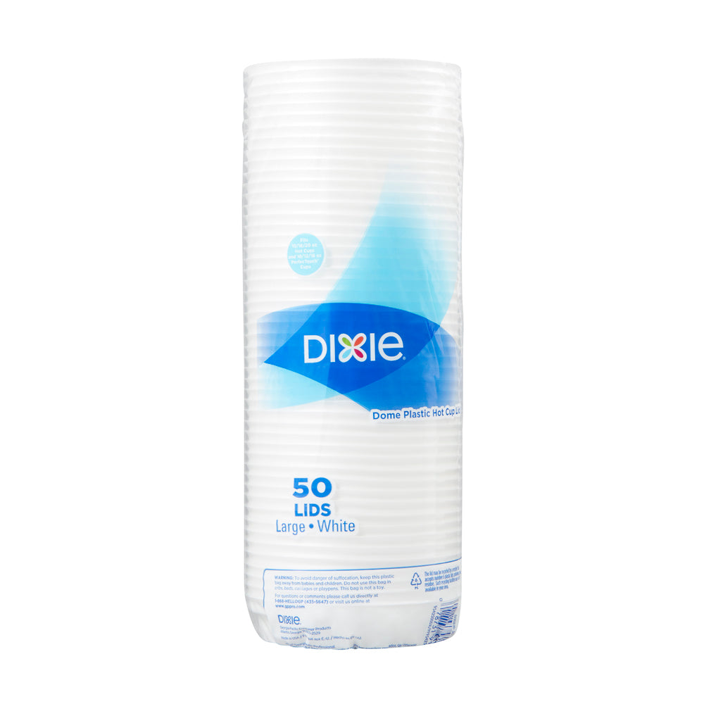 מכסי כוס חמה מפלסטיק DIXIE® DOME מבית GP PRO (ג'ורג'יה-פסיפיק), גדולים, לבנים, 500 מכסים לכל מארז