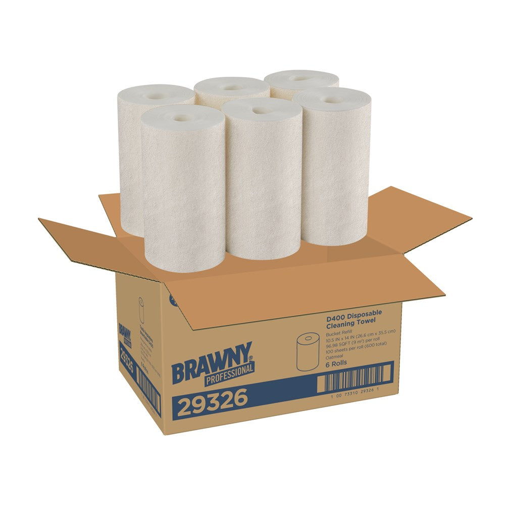 מילוי מערכת מגבות ניקוי BRAWNY® PROFESSIONAL D400 למתקן 54323 מבית GP PRO (ג'ורג'יה פסיפיק), שיבולת שועל(6 גלילים של 100 מגבות סהכ 600 מגבות)