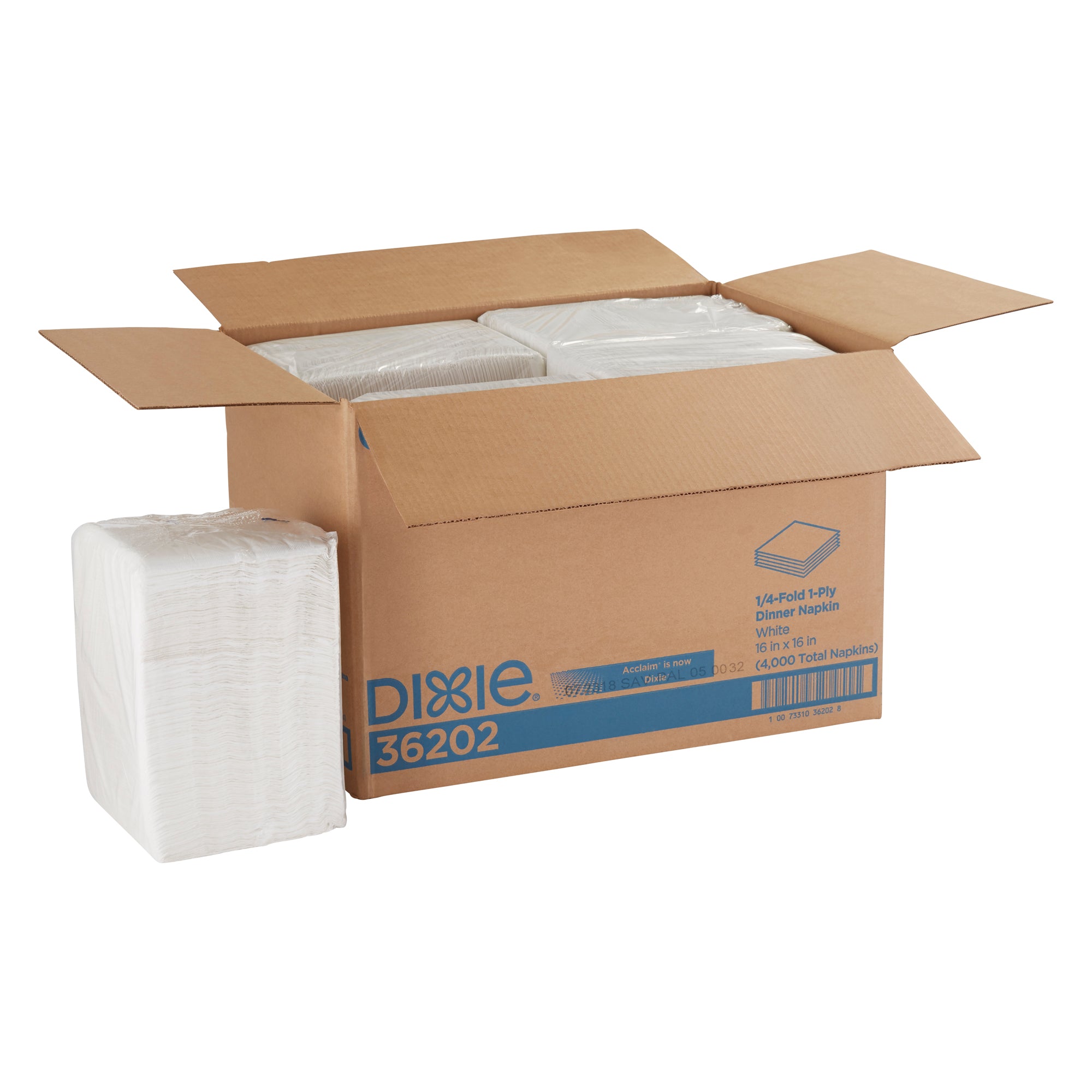 מפית ארוחת ערב חד-שכבתית של DIXIE® קפול 1/4 מבית GP PRO (ג'ורג'יה פסיפיק), 16 ˟ 16 אינץ', לבן, 4,000 מפיות בקופסה