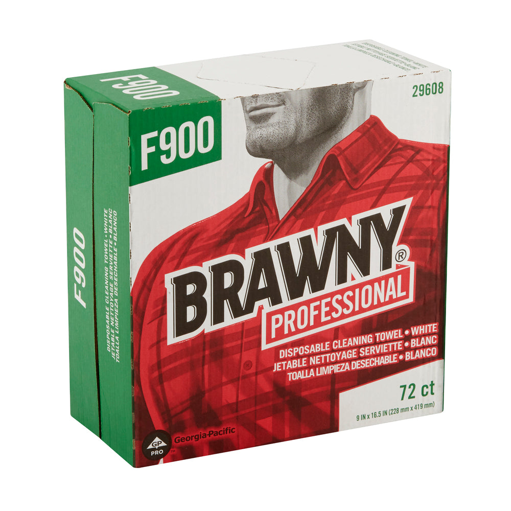 מגבות ניקוי חד פעמיות BRAWNY® PROFESSIONAL F900 מבית GP PRO (ג'ורג'יה פסיפיק), קופסה גבוהה, לבן, (10 קופסאות של 72 מגבות סהכ 720 מגבות)