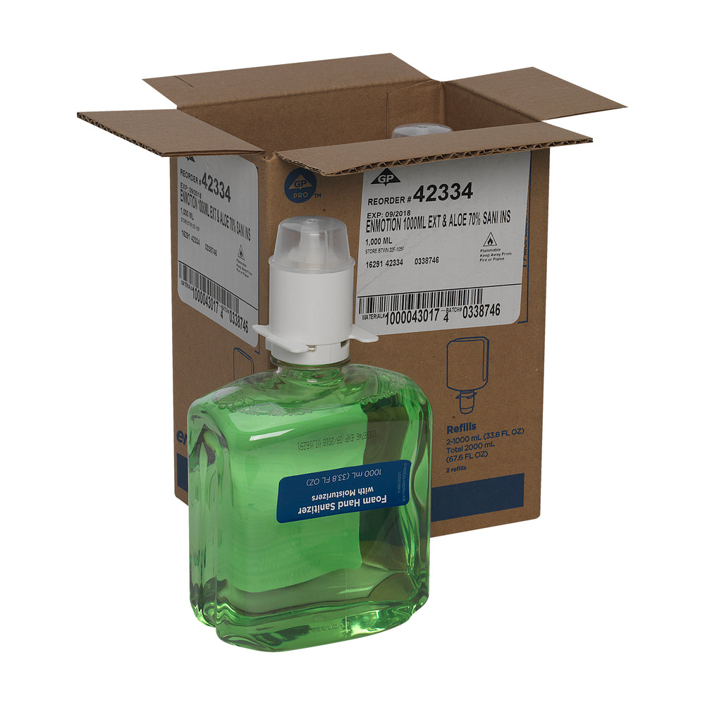 קצף לחות לניקוי ידיים בדירוג E3 מסדרת ENMOTION® GEN2 מבית GP PRO (ג'ורג'יה פסיפיק), נטול ריח, (2 בקבוקים של 1,000 mL סהכ 2,000 mL)
