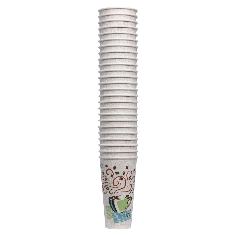 כוסות קפה חמות מנייר מבודדות DIXIE® PERFECTOUCH® 20 OZ מבית GP PRO (ג'ורג'יה פסיפיק), מתאימות למכסים גדולים, ערפל קפה, 500 כוסות לכל מארז