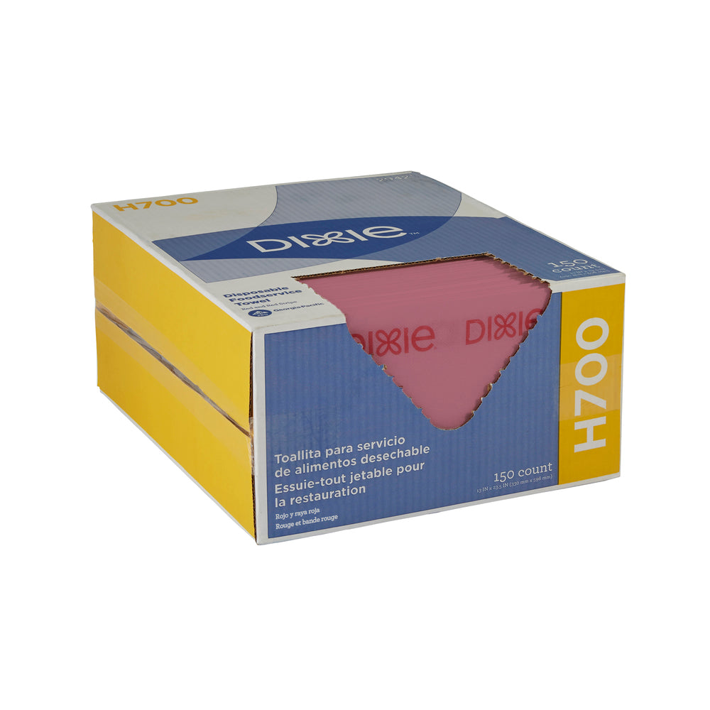 מגבות שירות מזון חד פעמיות DIXIE® H700 מאת GP PRO (ג'ורג'יה-פסיפיק), פס אדום אדום, 150 מגבות בקופסה