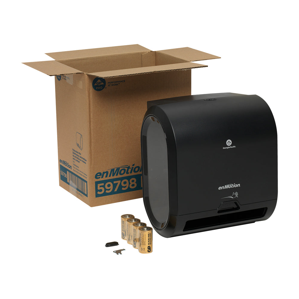 מתקן מגבות נייר אוטומטי ללא מגע ENMOTION® FLEX MINI מאת GP PRO (ג'ורג'יה פסיפיק), שחור, מתקן אחד