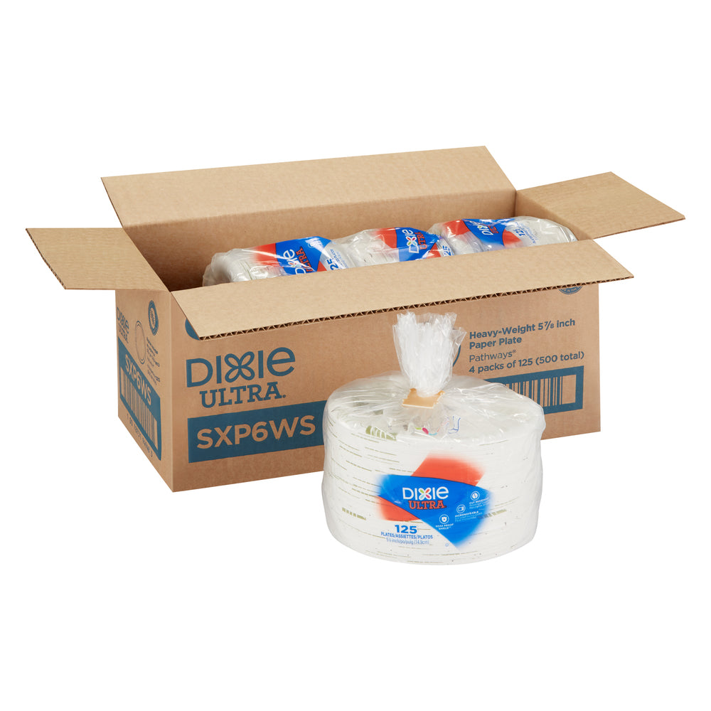 צלחות נייר עבות במיוחד (IN 5 7/8) מסדרת DIXIE ULTRA® מבית GP PRO (ג'ורג'יה-פסיפיק), איור עלים®, 500 צלחות לכל מארז