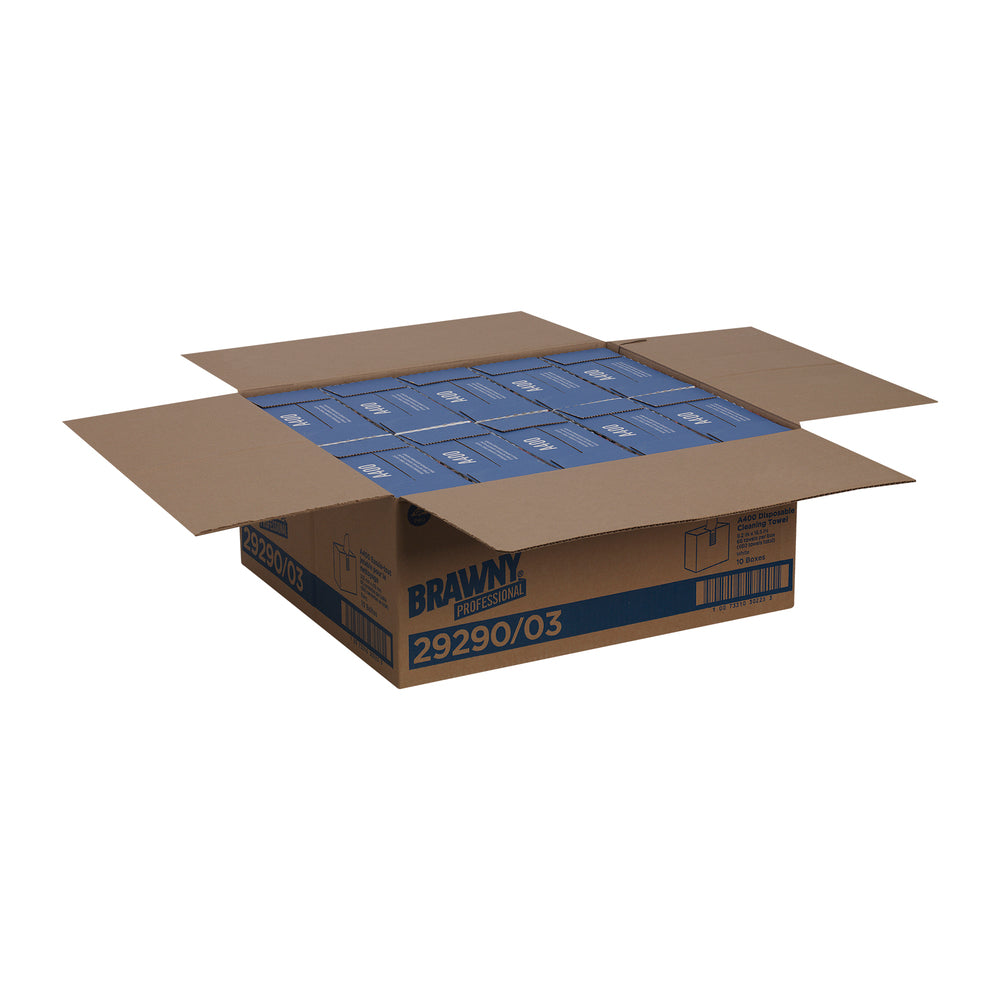 מגבות ניקוי חד פעמיות של BRAWNY® PROFESSIONAL A400 מבית GP PRO (ג'ורג'יה פסיפיק), קופסה גבוהה, לבן, (10 קופסאות של 66 מגבות סהכ 660 מגבות)