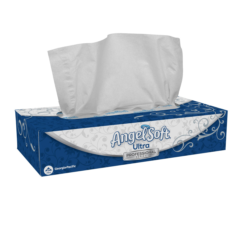 רקמת פנים מהסדרה המקצועית של ®Angel Soft Professional דו-שכבתית מאת GP PRO (ג'ורג'יה פסיפיק), קופסה שטוחה, (10 קופסאות של 125 גליונות סהכ 1,250 גליונות)