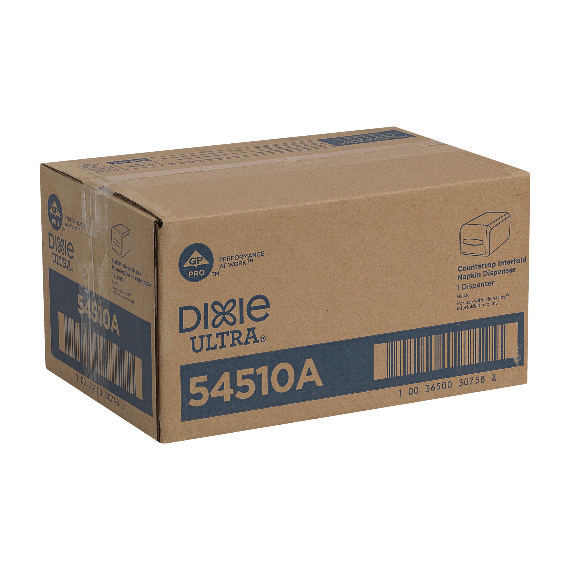מתקן מפיות משולב למשטח של DIXIE ULTRA® מאת GP PRO (ג'ורג'יה-פסיפיק), שחור, מחזיק 500 מפיות, מתקן אחד