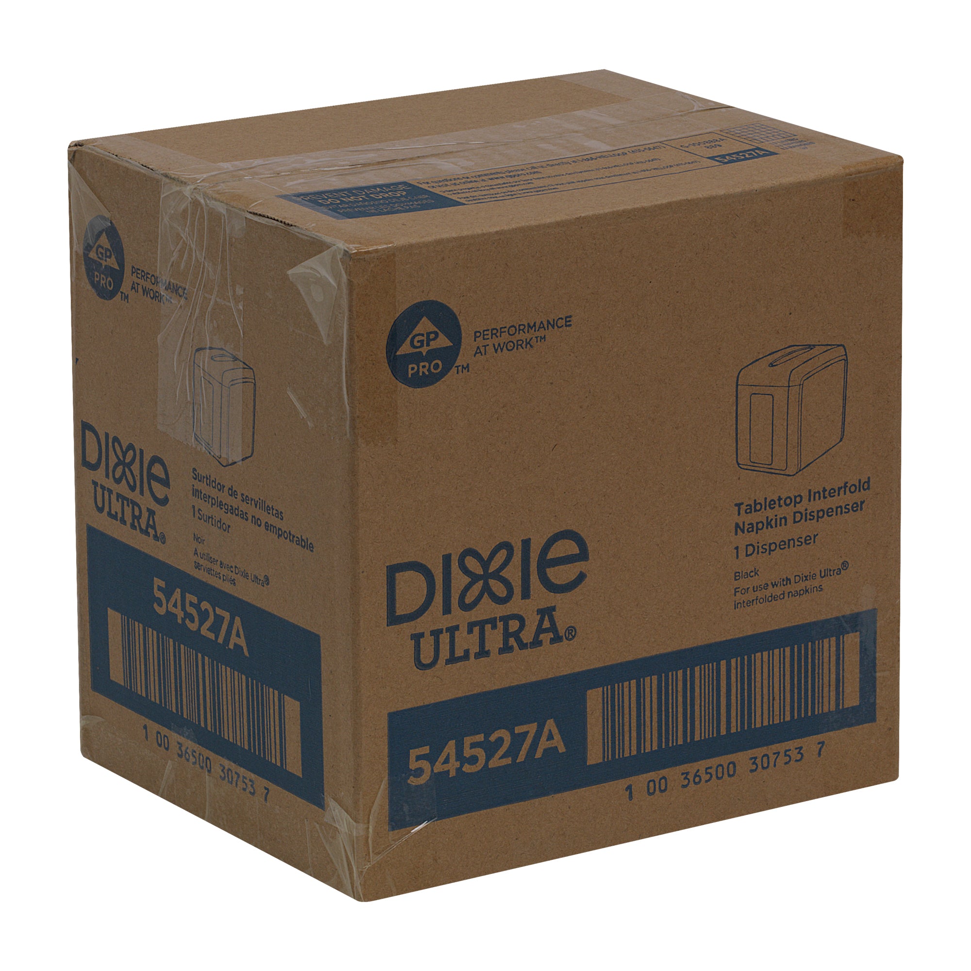מתקן מפיות מקופלות שולחני DIXIE ULTRA® מבית GP PRO (ג'ורג'יה פסיפיק), שחור, מחזיק עד 275 מפיות