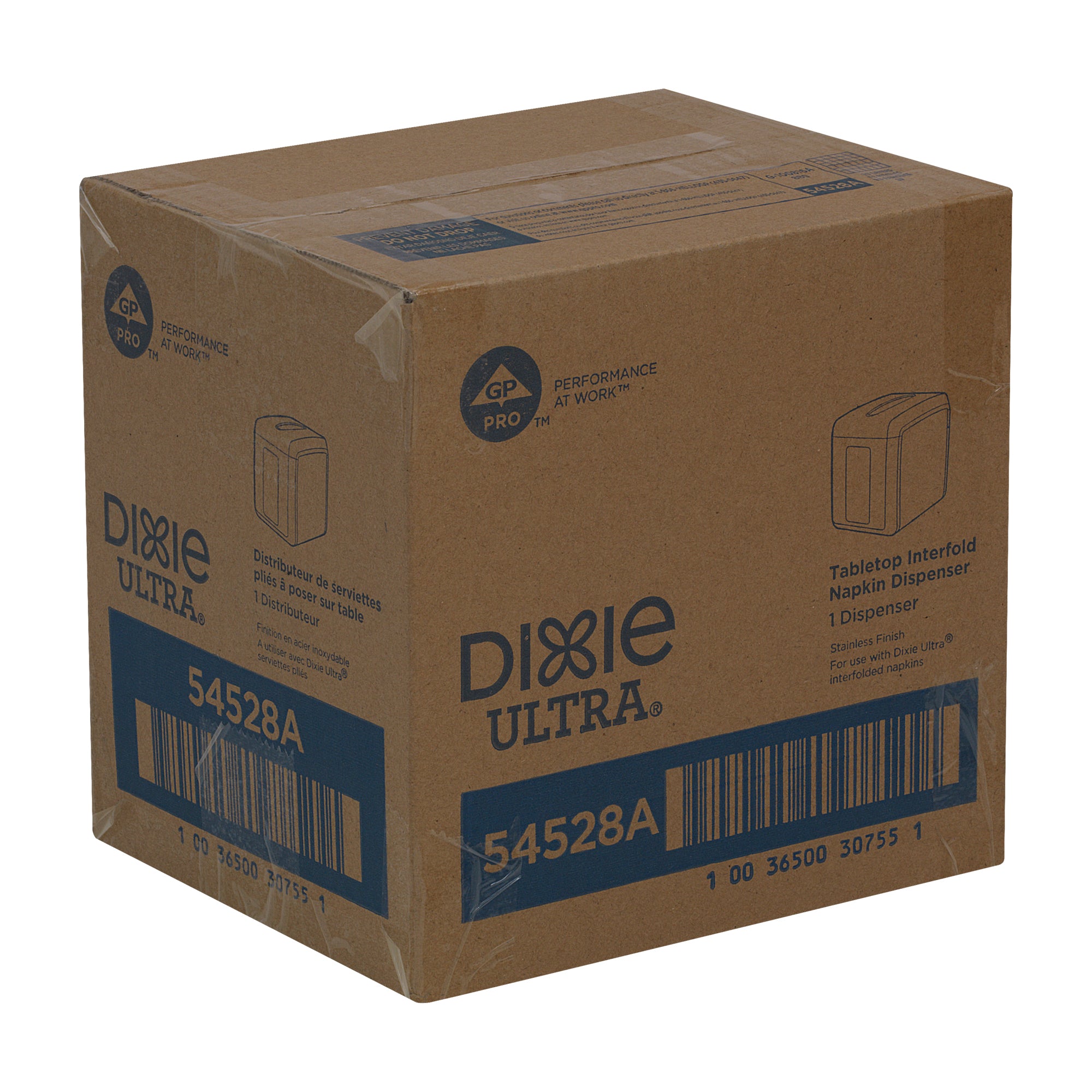 מתקן מפיות משולב שולחני DIXIE ULTRA® מבית GP PRO (ג'ורג'יה-פסיפיק), נירוסטה, מכיל 275 מפיות, מתקן אחד