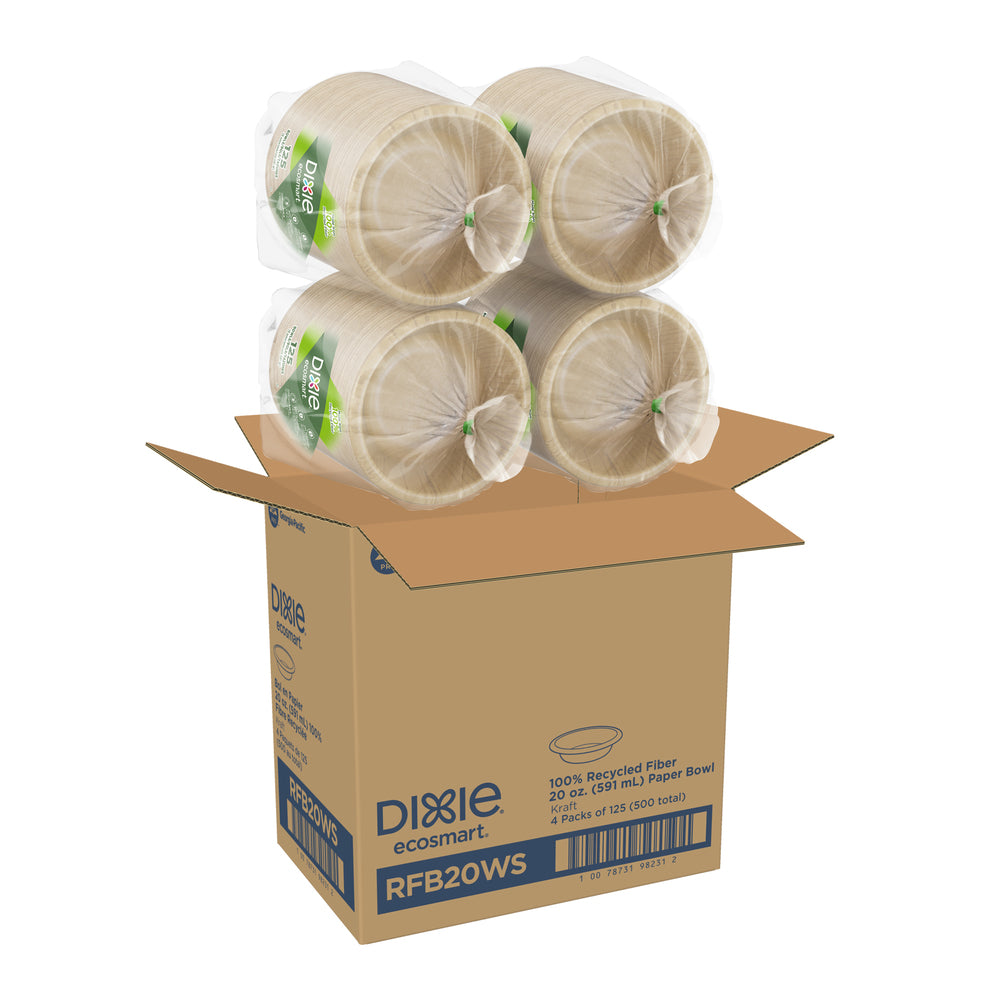 קערת דיקסי ECOSMART® מ- 100% סיבים ממוחזרים (20 OZ), 500 צלחות לכל מארז