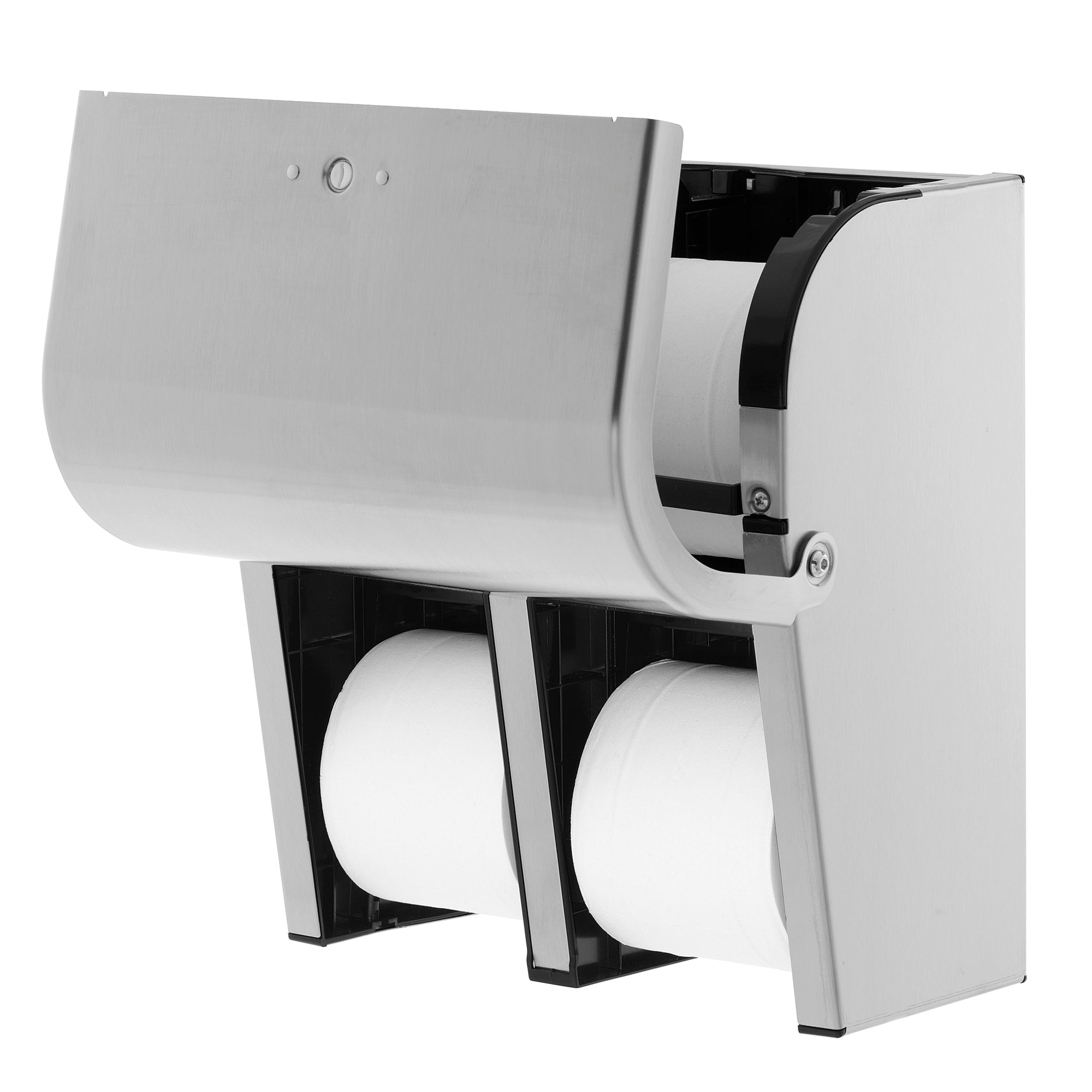 מתקן נייר טואלט בעל קיבולת גבוהה עם 4 גלילים ללא ליבות מסדרת Compact® מבית GP PRO (ג'ורג'יה פסיפיק), נירוסטה, מתקן אחד