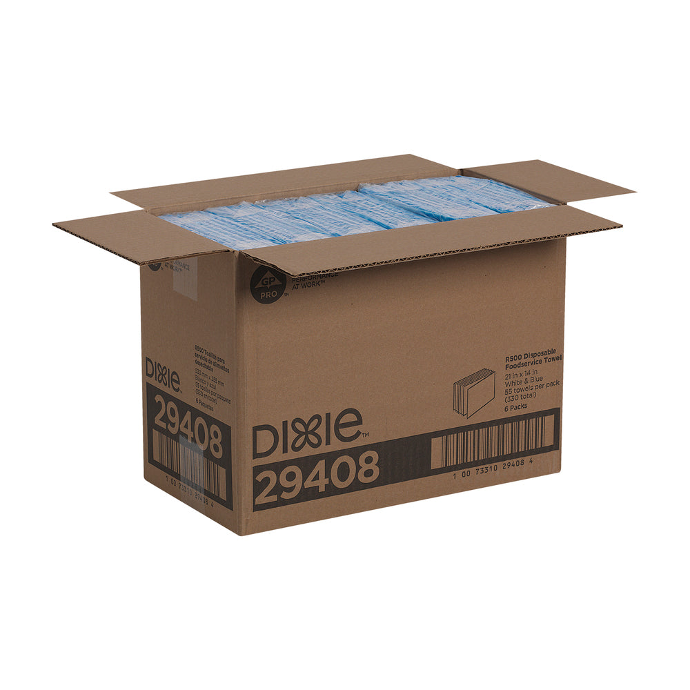 מגבות שירות מזון חד פעמיות DIXIE® R500 מבית GP PRO (ג'ורג'יה פסיפיק), לבן וכחול, (6 חבילות של 55 מגבות סהכ 330 מגבות)