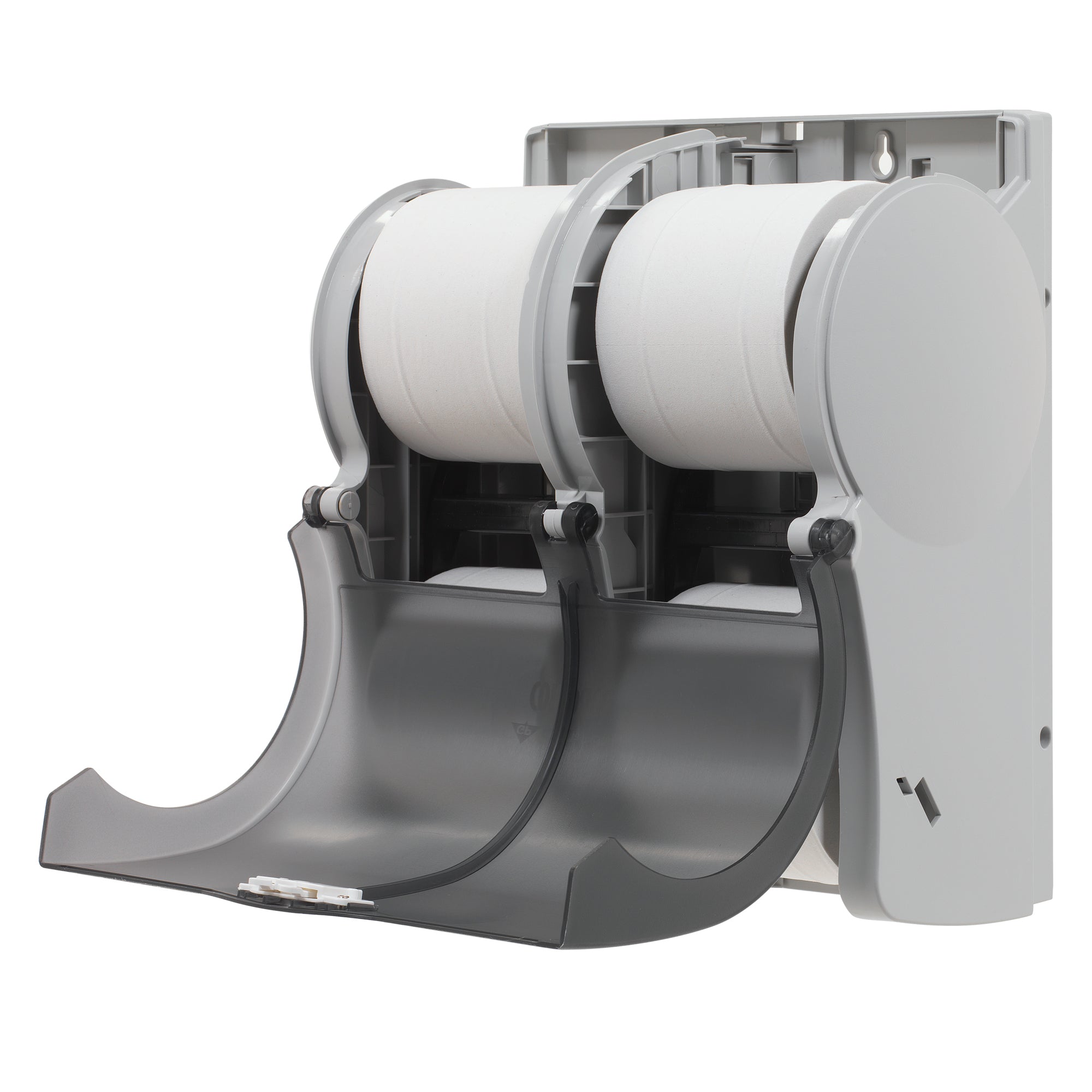 מתקן נייר טואלט בעל קיבולת גבוהה עם 4 גלילים ללא ליבות Compact® מבית GP PRO (ג'ורג'יה פסיפיק), עשן, מתקן אחד