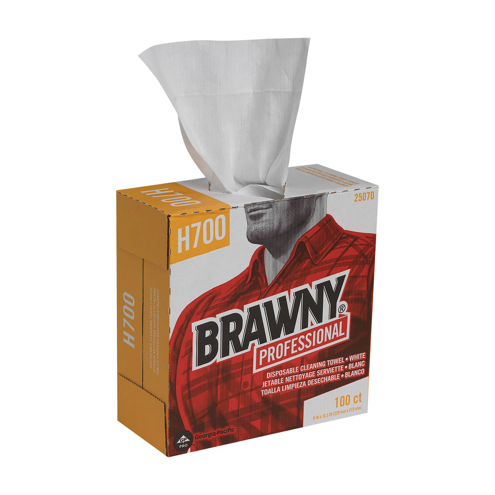 מגבות ניקוי חד פעמיות BRAWNY® PROFESSIONAL H700, קופסה גבוהה, לבן, (5 קופסאות של 100 מגבות סהכ 500 מגבות)