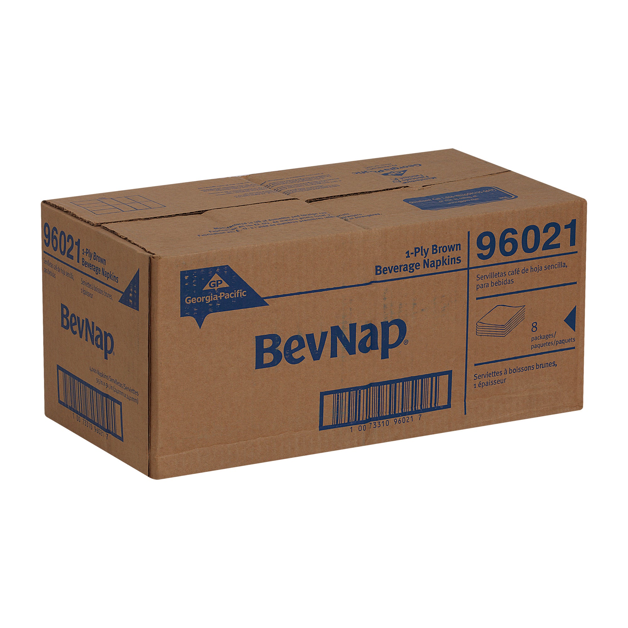 מפית משקאות מסוג BEVNAP® קיפול 1/4 שכבה אחת מבית GP PRO (ג'ורג'יה פסיפיק), 9.5 ˟ 9.5 אינץ', חום, 4,000 מפיות לכל מארז