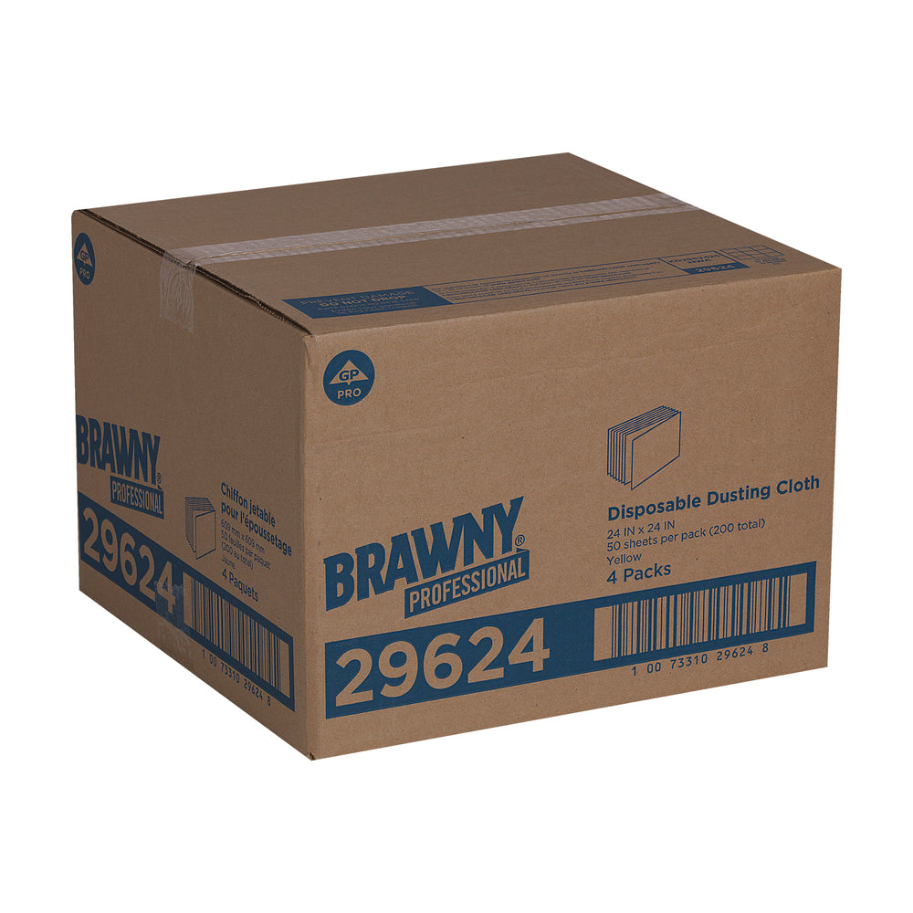 מטליות אבק חד פעמיות מקצועיות של BRAWNY® מבית GP PRO (ג'ורג'יה פסיפיק), צהוב, (4 חבילות של 50 מגבות סהכ 200 מגבות)