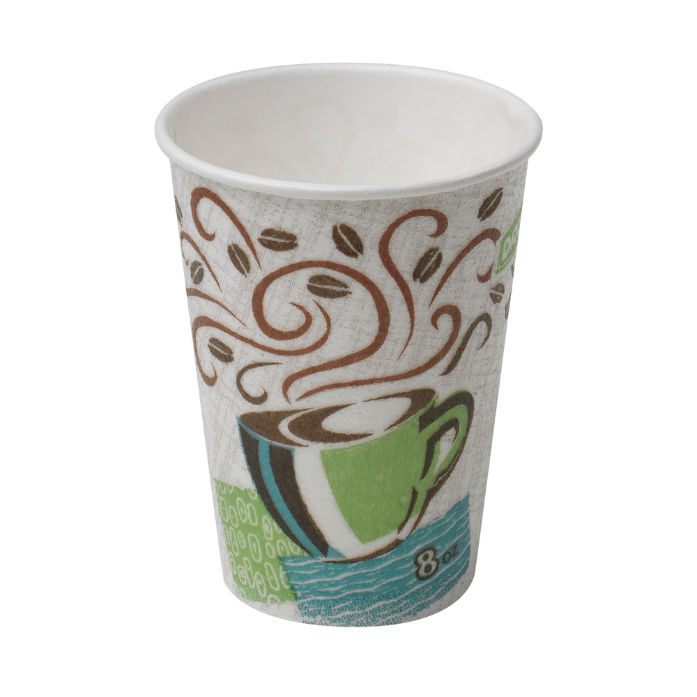 DIXIE® PERFECTOUCH® 8 OZ כוסות קפה חמות מנייר מבודדות עטופות בנפרד, מתאימות למכסים קטנים, ערפל קפה, 1,000 כוסות/מארז