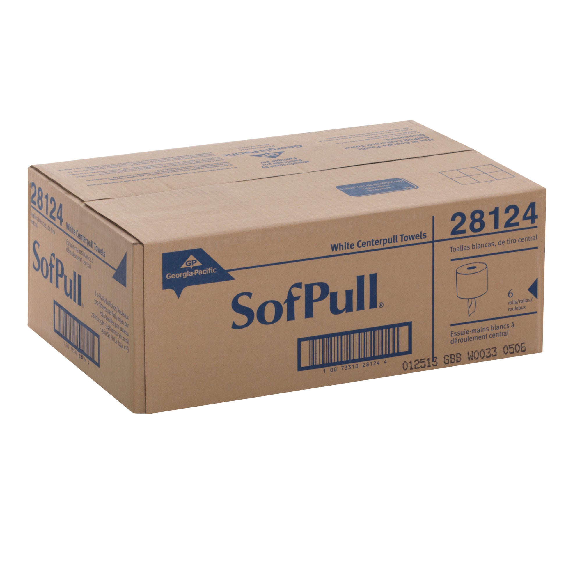 מגבות נייר SOFPULL® CENTERPULL בעלות קיבולת רגילה מבית GP PRO (ג'ורג'יה פסיפיק), לבן, (6 גלילים של 121.80 מטרים סהכ 730.79 מטרים) 1,920 גליונות למארז