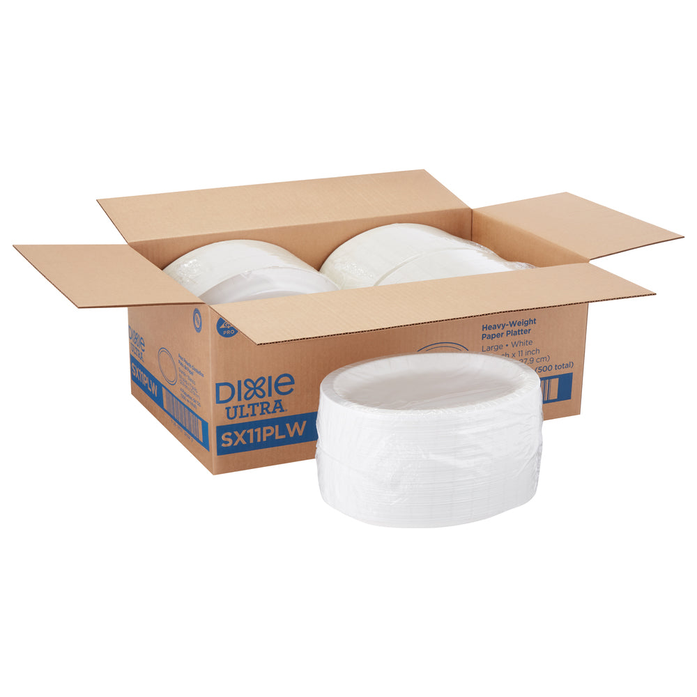 מגשי נייר גדולים עבים במיוחד של DIXIE ULTRA® מבית GP PRO (ג'ורג'יה-פסיפיק), לבן, (4 חבילות של 125 מגשים סהכ 500 מגשים)