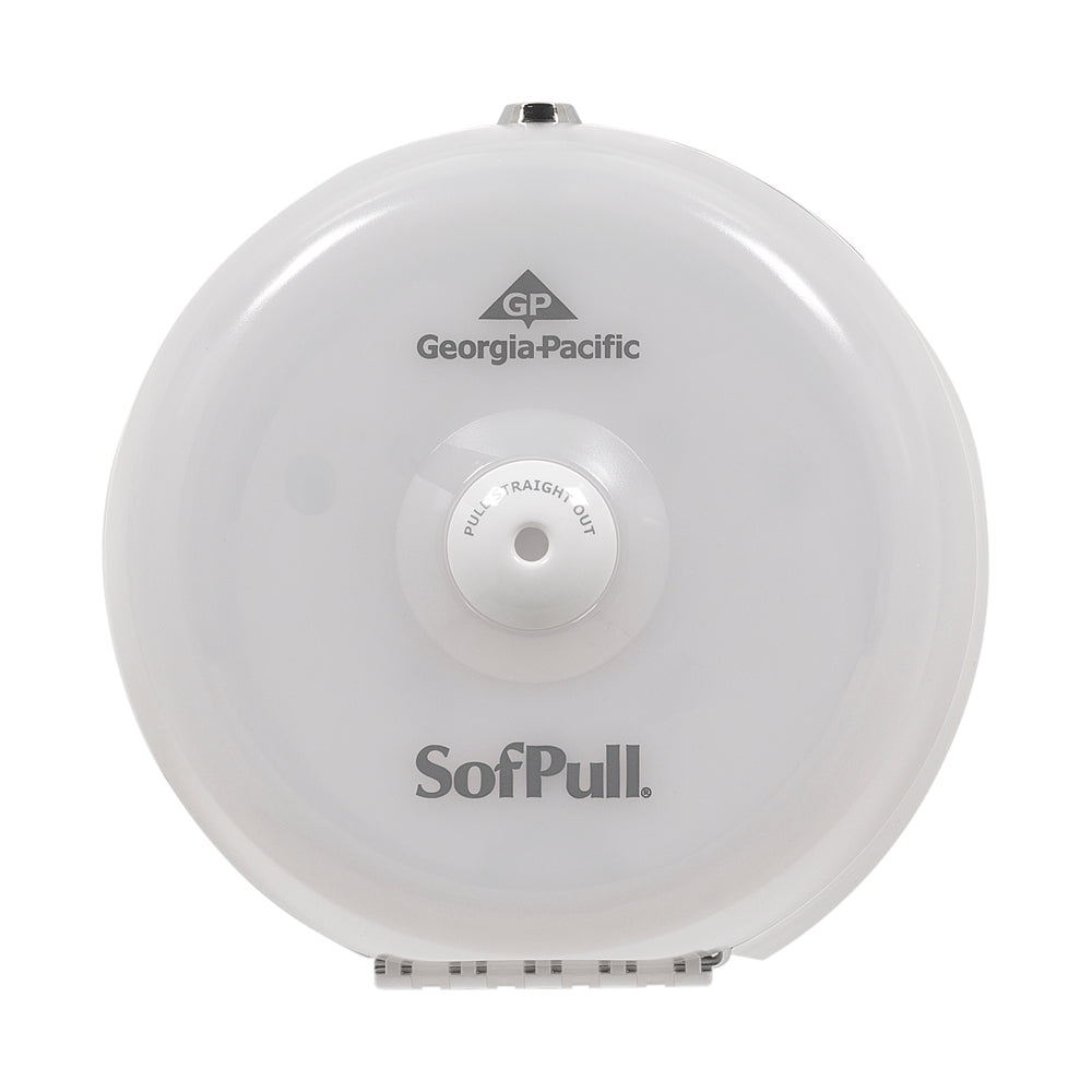 מתקן נייר טואלט מיני גליל 1 של SOFPULL® CENTERPULL מבית GP PRO (ג'ורג'יה פסיפיק), לבן, מתקן אחד