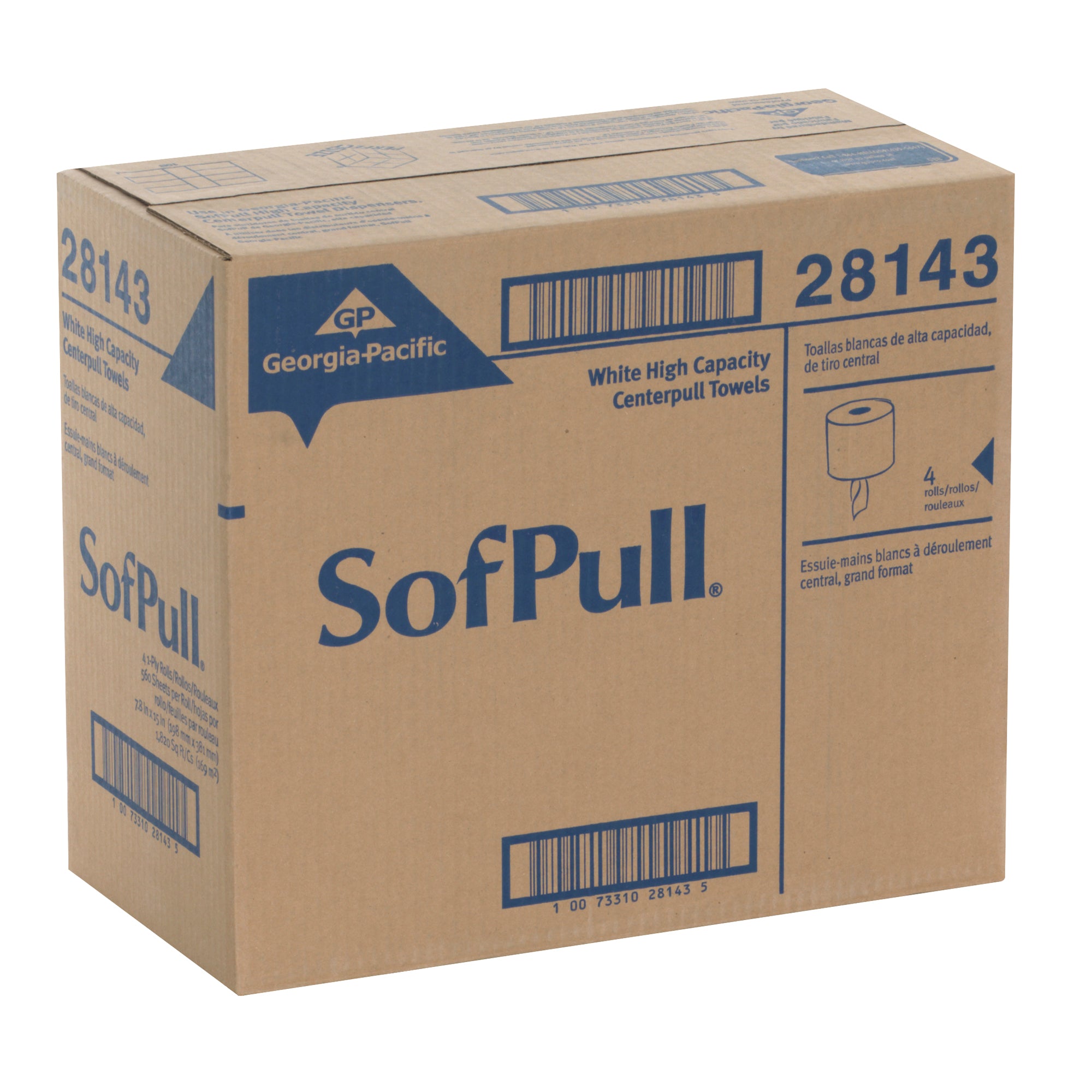 מגבות נייר SOFPULL® CENTERPULL בעלות קיבולת גבוהה מבית GP PRO (ג'ורג'יה פסיפיק), לבן, (4 גלילים של 213.15 מטר סהכ 852.59 מטר) 2240 גליונות למארז
