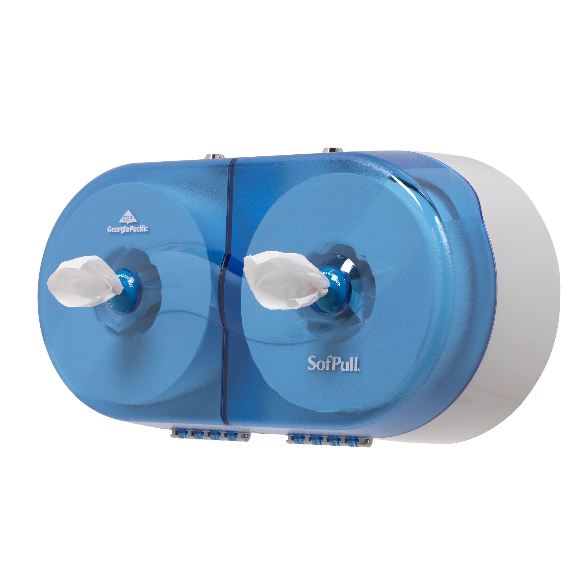 מתקן נייר טואלט בעל קיבולת גבוהה של SOFPULL® עם שני גלילים זה לצד זה מבית GP PRO (ג'ורג'יה פסיפיק), כחול, מתקן אחד