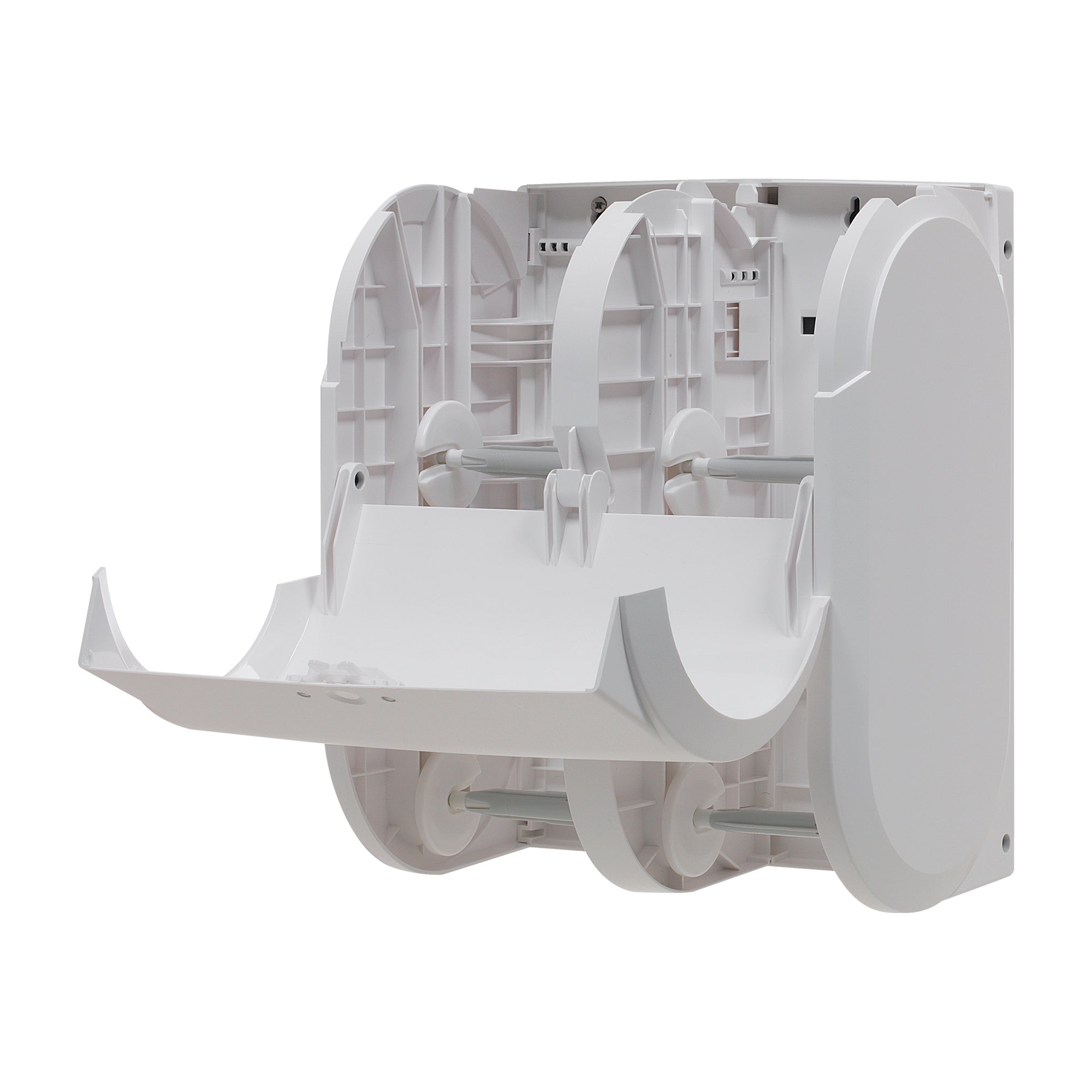 מתקן נייר טואלט בעל קיבולת גבוהה בעל 4 גלילים ללא ליבות Compact® מבית GP PRO (ג'ורג'יה פסיפיק), לבן, מתקן אחד