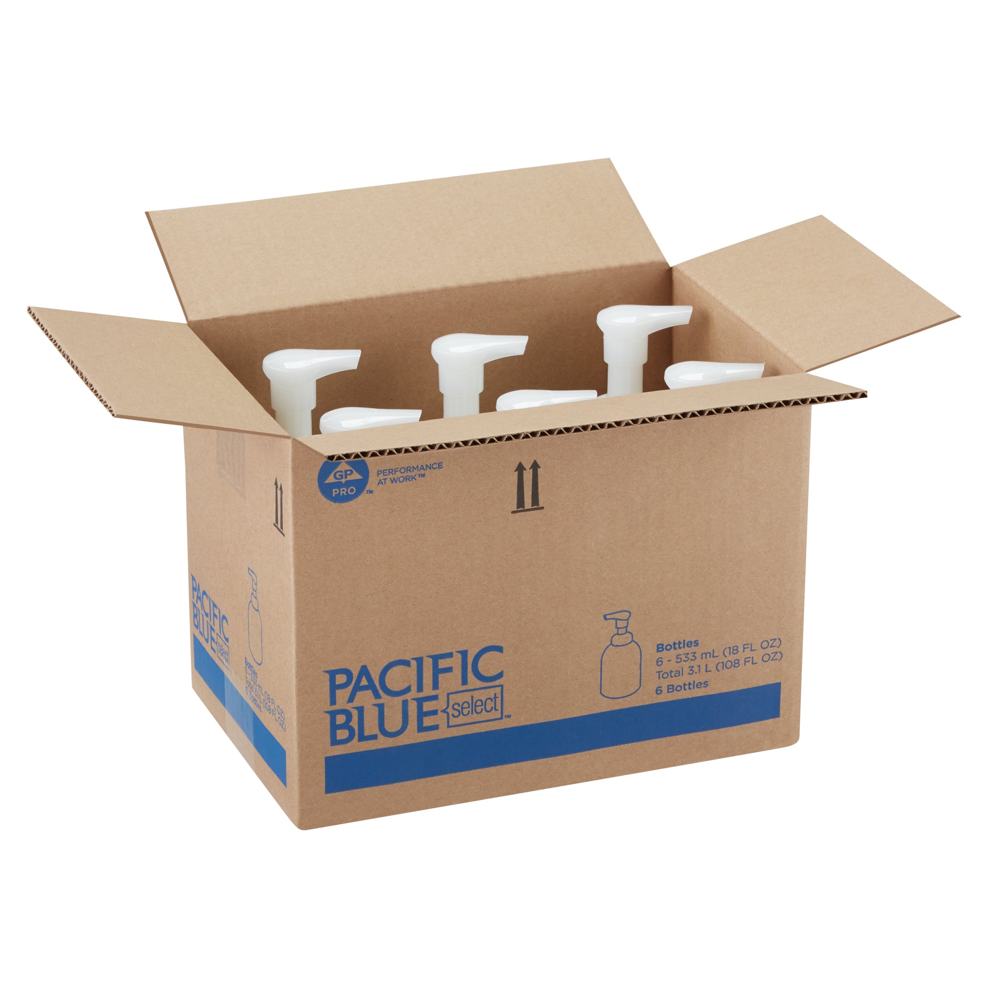 סבון קצף עדין למשטח PACIFIC BLUE BASIC™ מבית GP PRO (ג'ורג'יה פסיפיק), ללא צבע וניחוח, (6 בקבוקים של 532 mL סהכ 3,192 mL)