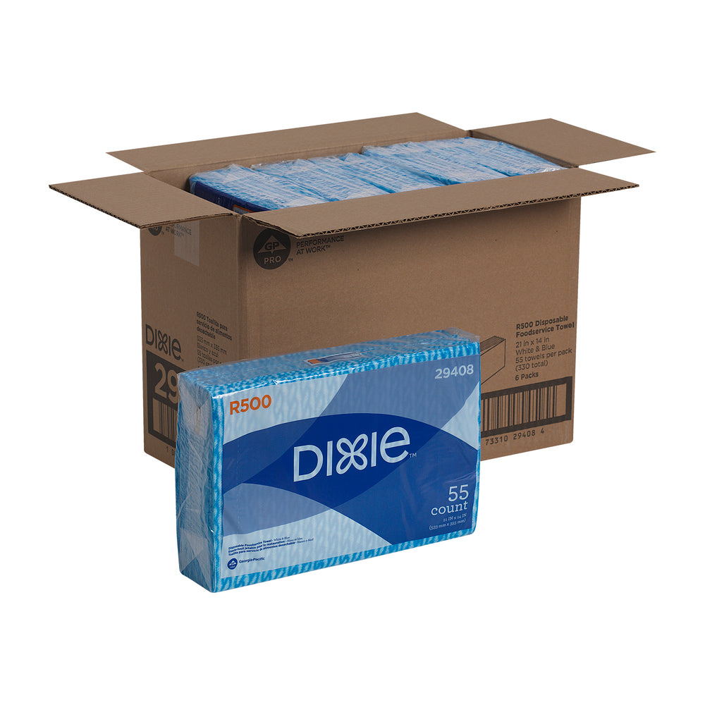 מגבות שירות מזון חד פעמיות DIXIE® R500 מבית GP PRO (ג'ורג'יה פסיפיק), לבן וכחול, (6 חבילות של 55 מגבות סהכ 330 מגבות)