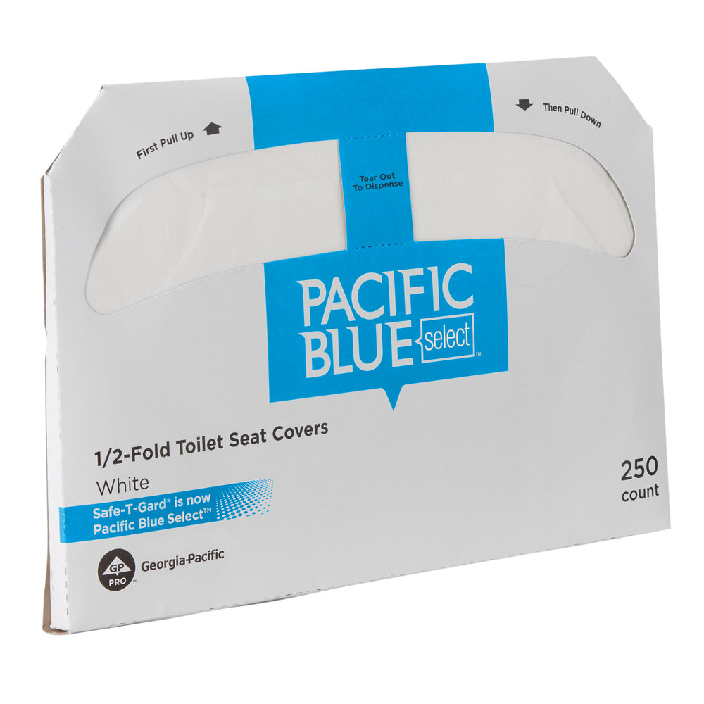 כיסוי מושב אסלה מתקפל ל- 1/2 PACIFIC BLUE SELECT® מבית GP PRO (ג'ורג'יה פסיפיק), לבן, 1,000 כיסויים לכל מארז