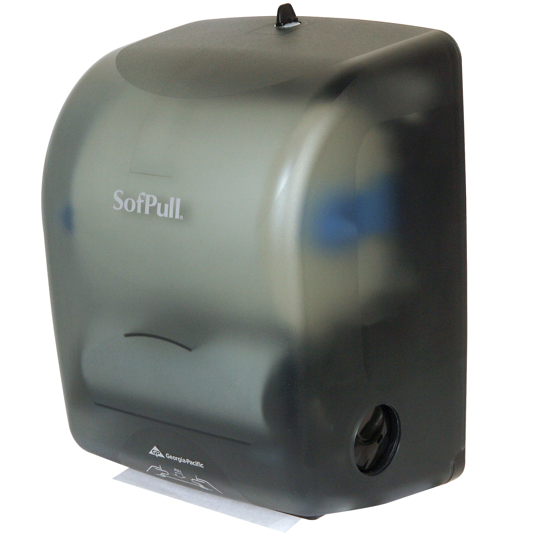 מתקן מגבות נייר מכני עמיד במים SOFPULL® מבית GP PRO (ג'ורג'יה פסיפיק), עשן, מתקן אחד