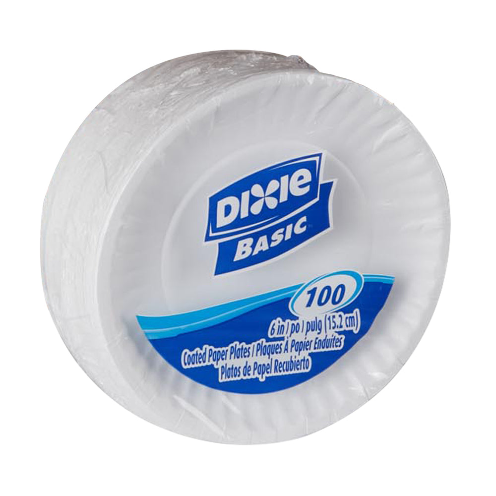 צלחות נייר (IN 6) מסדרת DIXIE BASIC® מבית GP PRO (ג'ורג'יה פסיפיק), לבן, (12 חבילות של 100 צלחות סהכ 1200 צלחות)