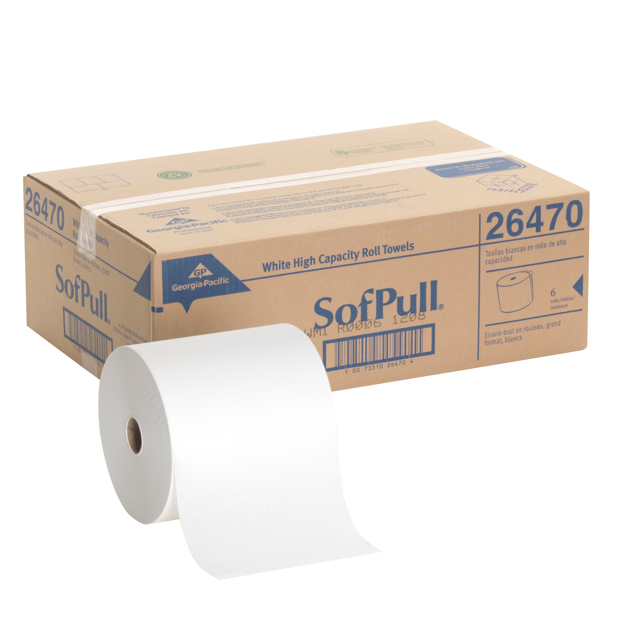 גלילי מגבת נייר ממוחזרים SOFPULL® מבית GP PRO (ג'ורג'יה פסיפיק), לבן, (6 גלילים של 304.80 מטר סהכ 1828.80 מטר)