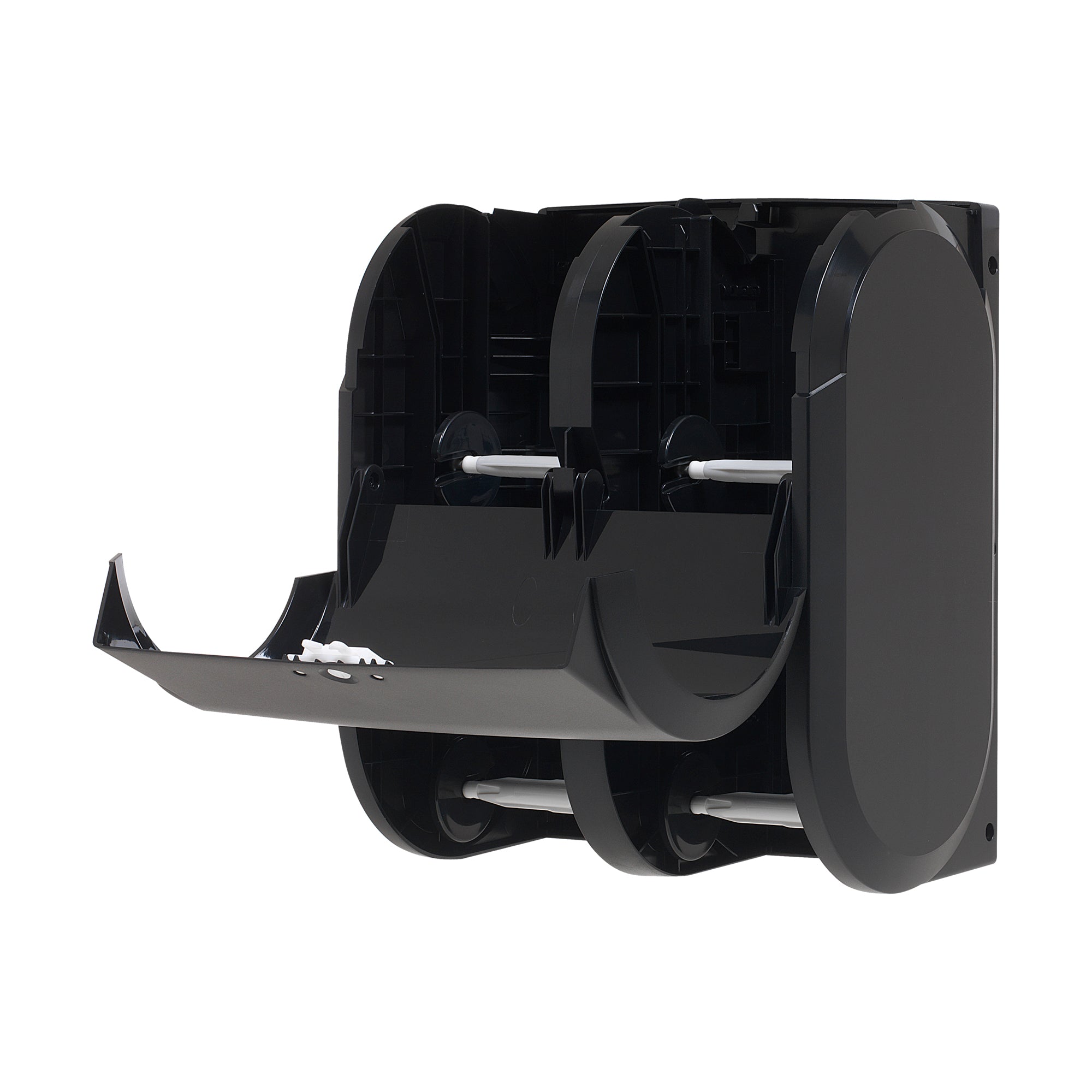 מתקן נייר טואלט בעל קיבולת גבוהה עם ארבעה גלילים ללא ליבות Compact®, שחור, מתקן אחד