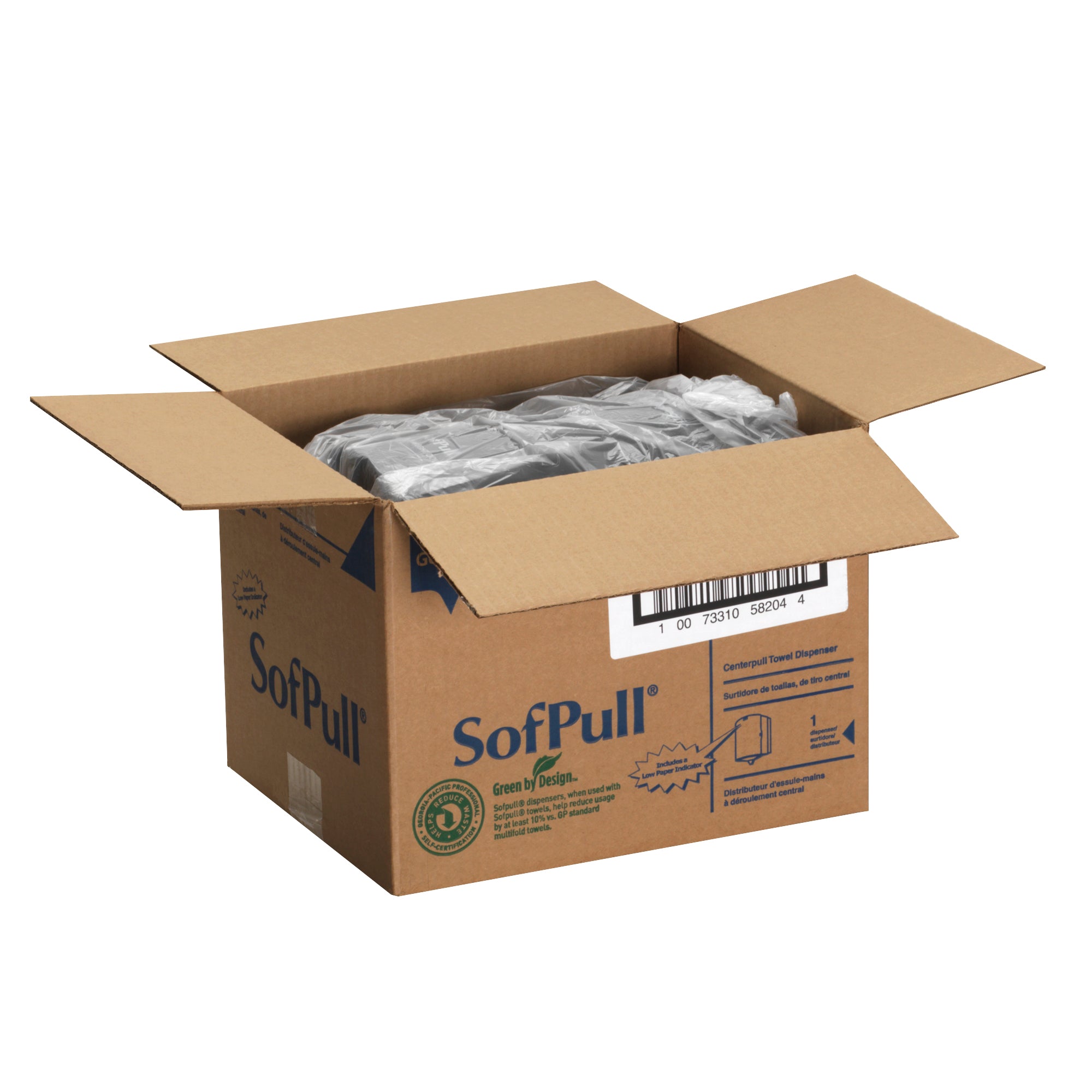 מתקן מגבות נייר בקיבולת רגילה SOFPULL® CENTERPULL, עשן שקוף, מתקן אחד