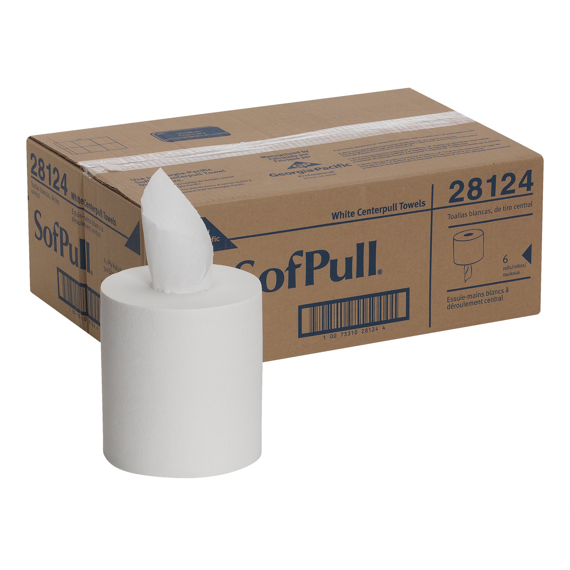 מגבות נייר SOFPULL® CENTERPULL בעלות קיבולת רגילה מבית GP PRO (ג'ורג'יה פסיפיק), לבן, (6 גלילים של 121.80 מטרים סהכ 730.79 מטרים) 1,920 גליונות למארז
