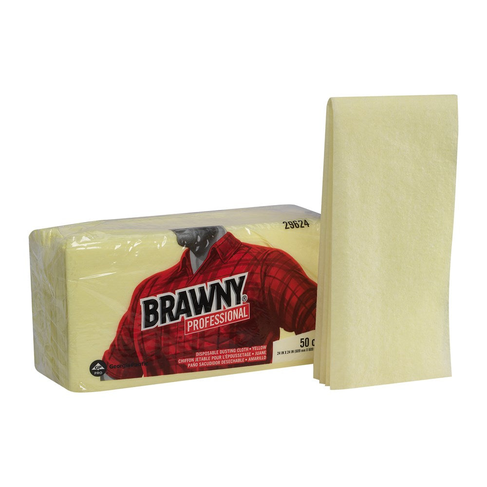 מטליות אבק חד פעמיות מקצועיות של BRAWNY® מבית GP PRO (ג'ורג'יה פסיפיק), צהוב, (4 חבילות של 50 מגבות סהכ 200 מגבות)