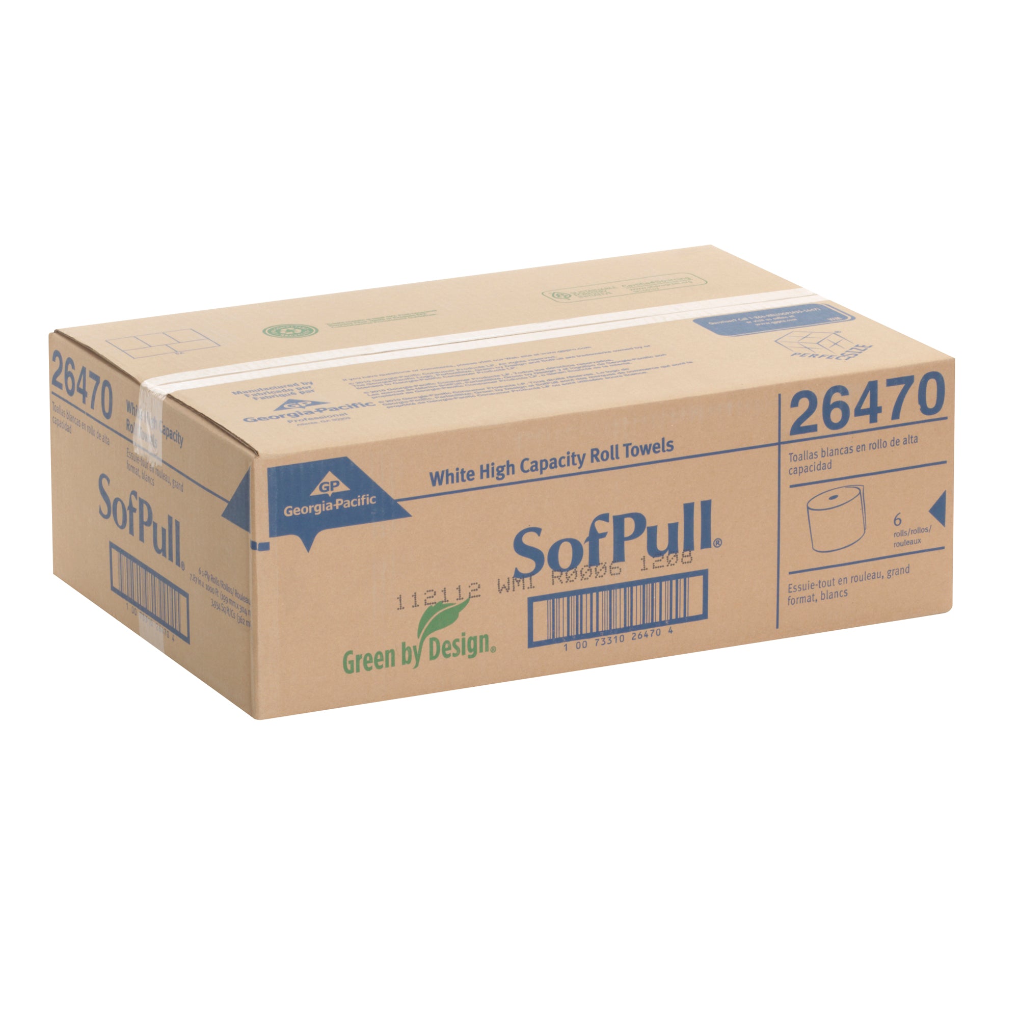 גלילי מגבת נייר ממוחזרים SOFPULL® מבית GP PRO (ג'ורג'יה פסיפיק), לבן, (6 גלילים של 304.80 מטר סהכ 1828.80 מטר)