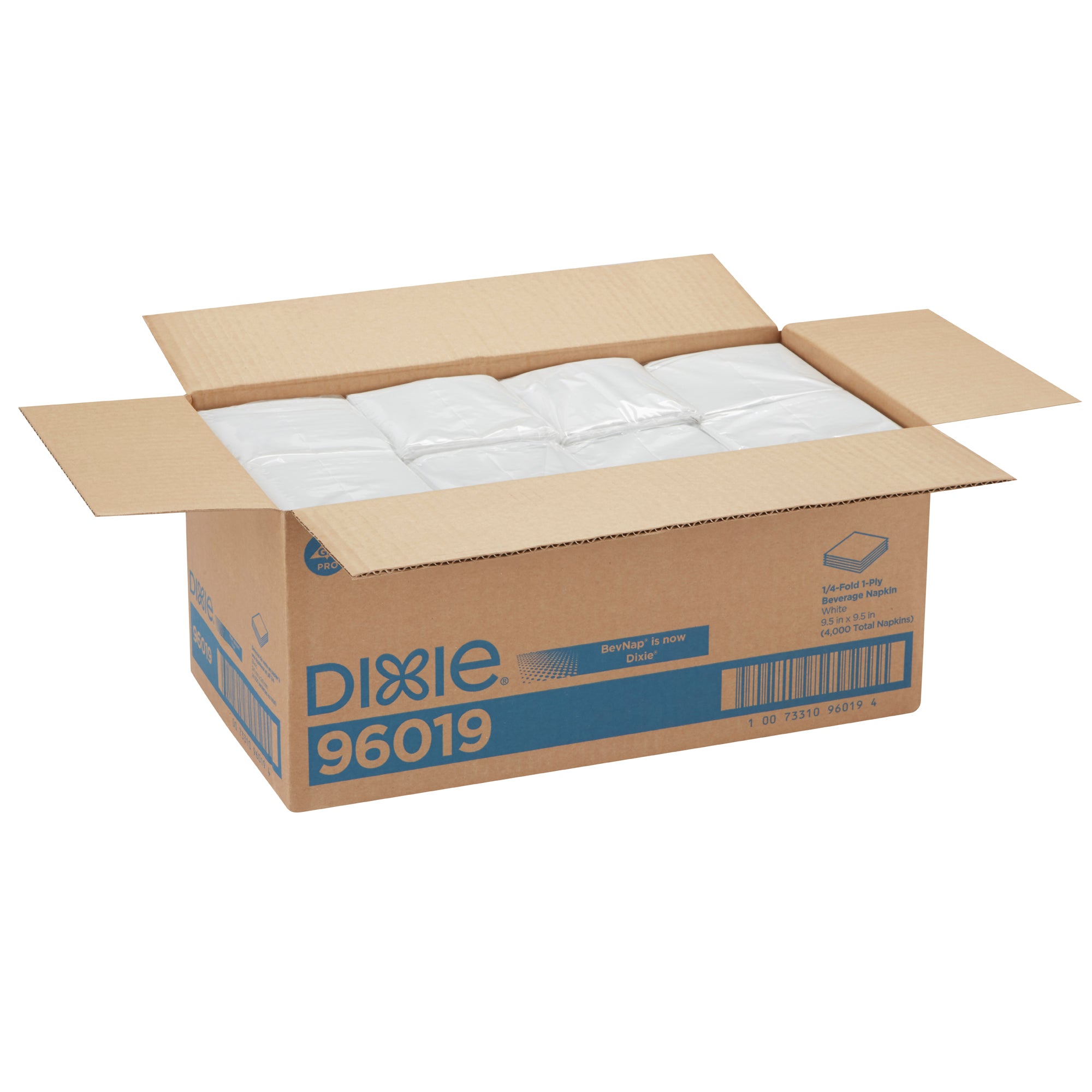 מפית משקאות DIXIE®  קיפול 1/4 שכבה אחת מבית GP PRO (ג'ורג'יה פסיפיק), 9.5 ˟ 9.5 אינץ', לבן, 4,000 מפיות בקופסה