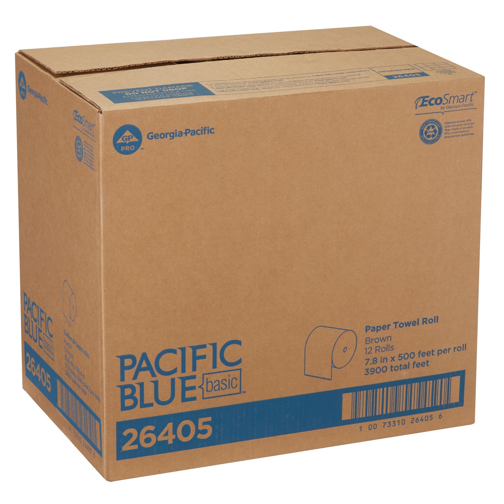 גליל מגבות נייר PACIFIC BLUE BASIC™ מבית GP PRO (ג'ורג'יה פסיפיק), חום, (12 גלילים של 152.40 מטר סהכ 1828.80 מטר)