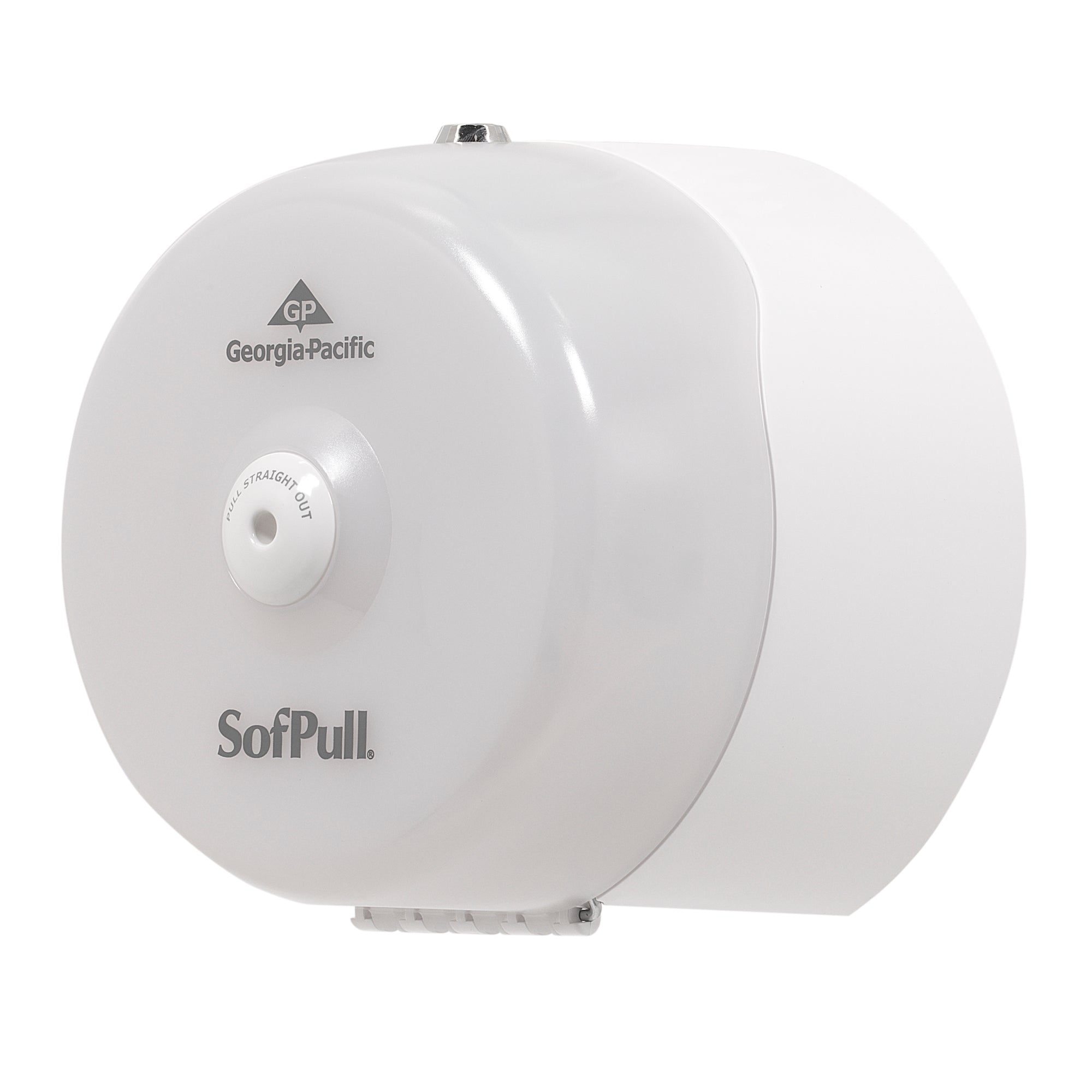 מתקן נייר טואלט מיני גליל 1 של SOFPULL® CENTERPULL מבית GP PRO (ג'ורג'יה פסיפיק), לבן, מתקן אחד