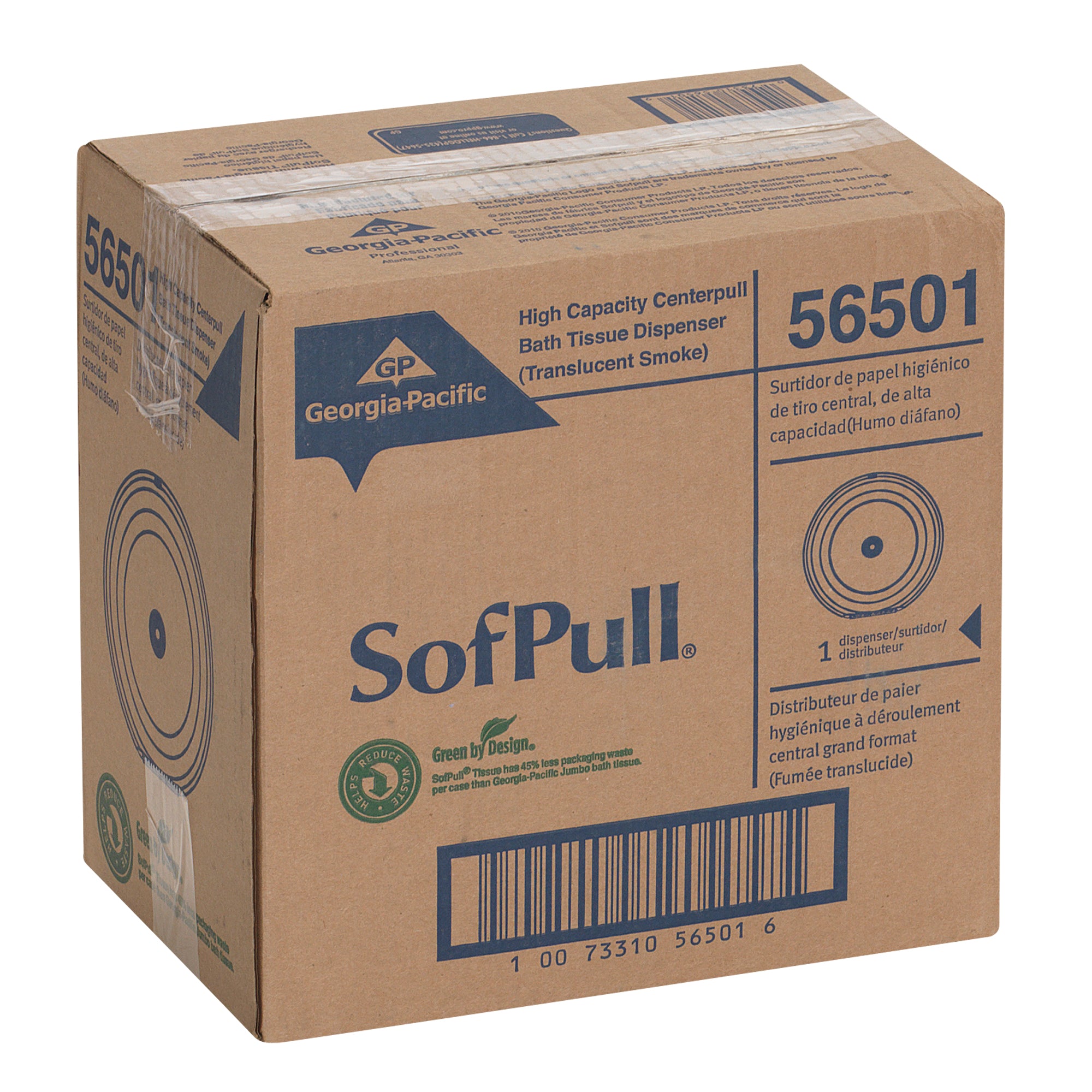 מתקן נייר טואלט בעל קיבולת גבוהה גליל 1 של SOFPULL® CENTERPULL מבית GP PRO (ג'ורג'יה פסיפיק), עשן, מתקן אחד