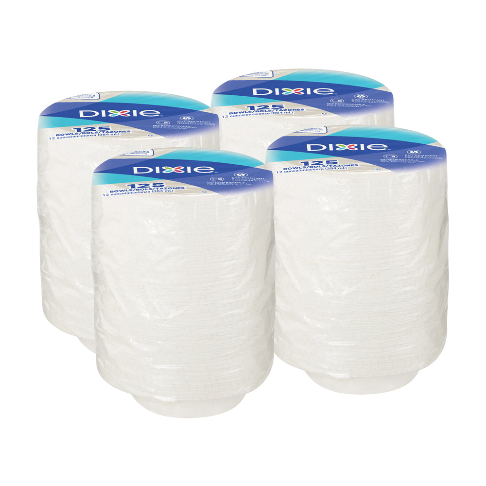 קערות נייר עבות (12 OZ) DIXIE® מבית GP PRO (ג'ורג'יה פסיפיק), לבן, (4 חבילות של 125 קערות סהכ 500 קערות)
