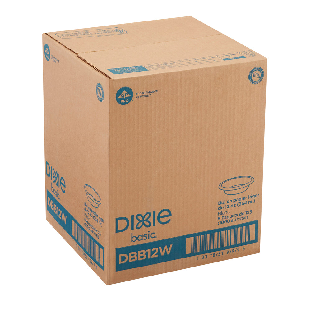 קערות נייר DIXIE BASIC® 12 OZ מבית GP PRO (ג'ורג'יה פסיפיק), לבן, (8 חבילות של 125 קערות סהכ 1000 קערות)